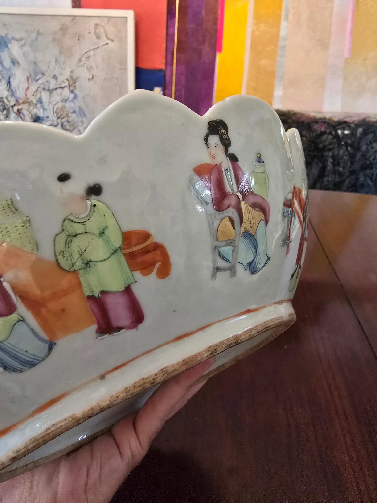 Antique Chinese Porcelain Large Rose Medallion Bowl - 5