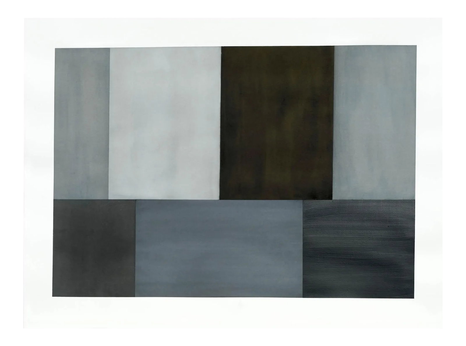 Tom McGlynn "Test Pattern 2 (Grey Study)", Painting: Ink, gouache and acrylic on Fabriano paper Edition: Unique, Unframed. Test Pattern series sets up a generic template as a poetic prompt to consider how behavioural responses to color and form