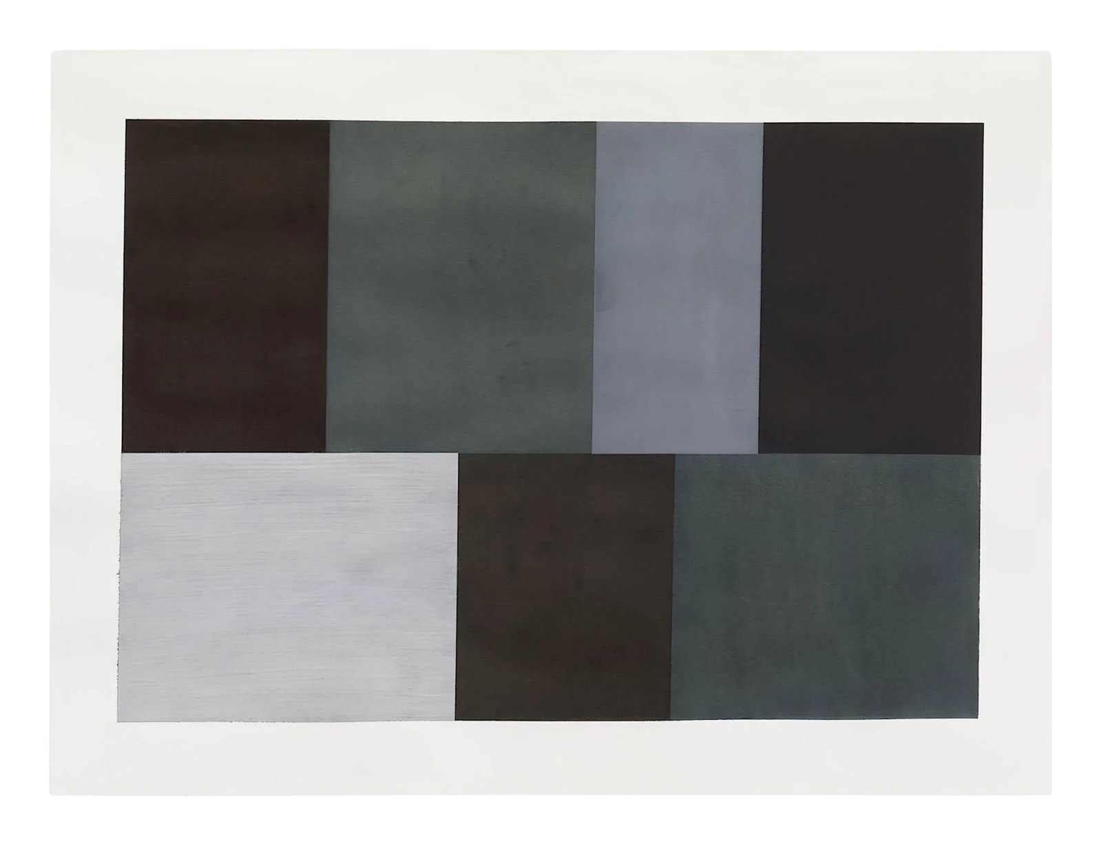 Tom McGlynn "Test Pattern 5 (Grey Study)", Painting: Ink, gouache and acrylic on Fabriano paper Edition: Unique, Unframed. Test Pattern series sets up a generic template as a poetic prompt to consider how behavioural responses to color and form