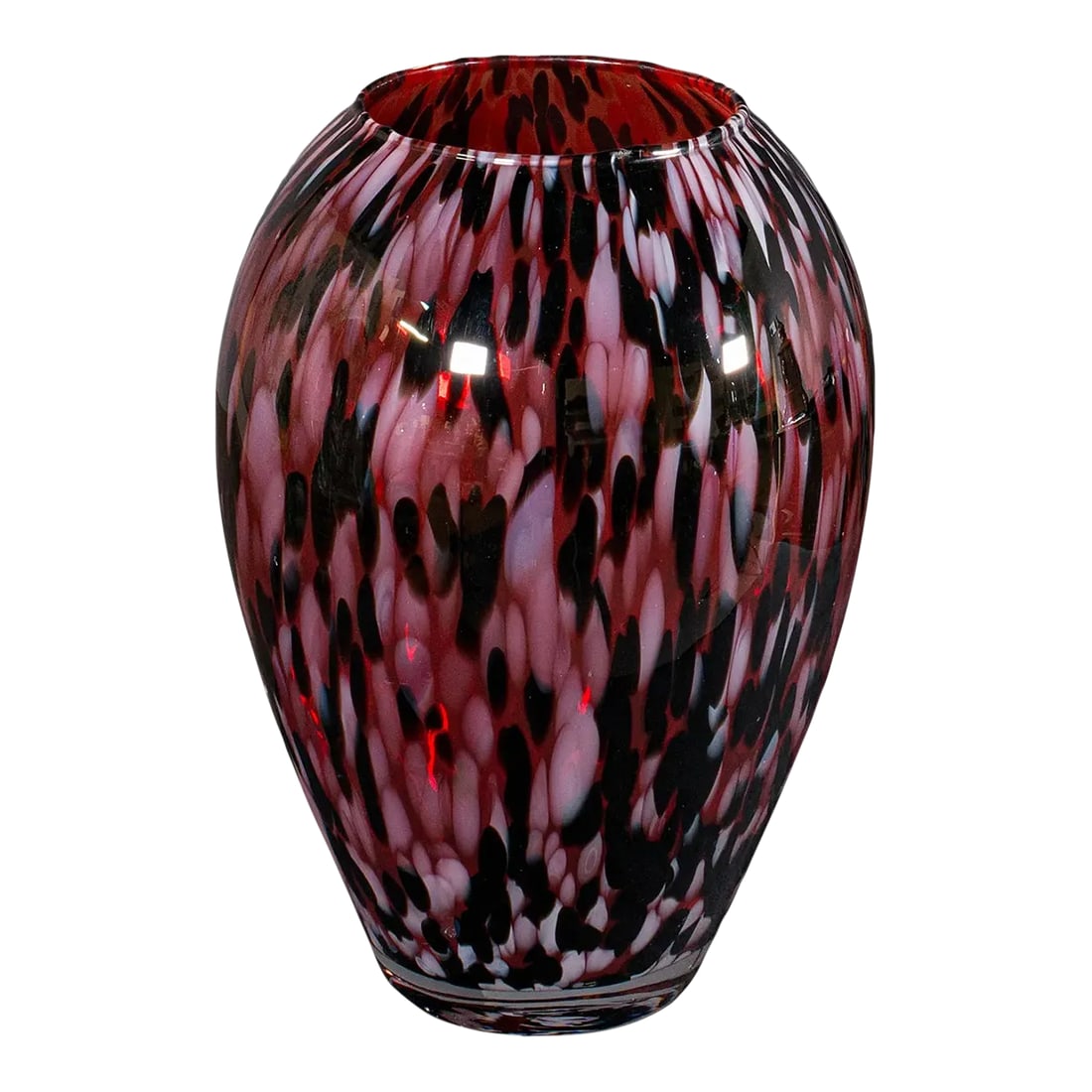 1970's Large Vintage Display Vase: This is a large vintage display vase. An Italian, art glass flower urn, dating to the late 20th century, circa 1970. Striking Italian glass with an eye-catching decorative finish Displays a desirable 