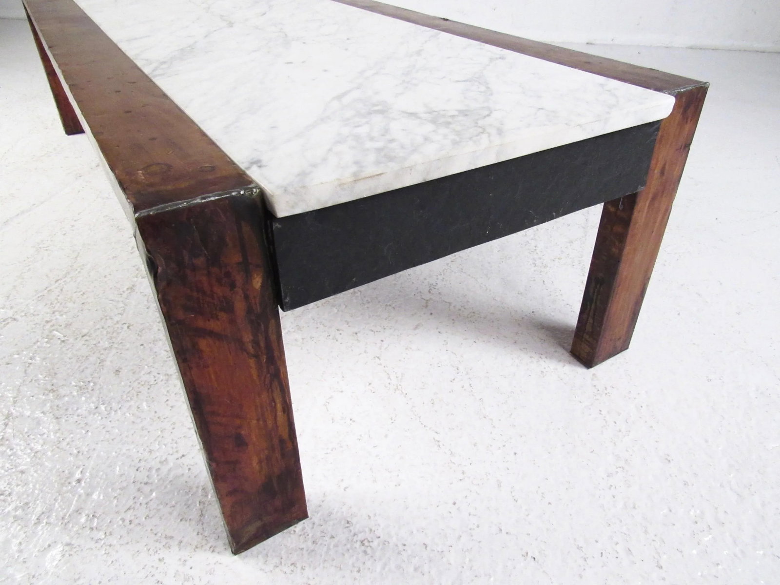 Vintage Copper Coffee Table with Marble Top - 10
