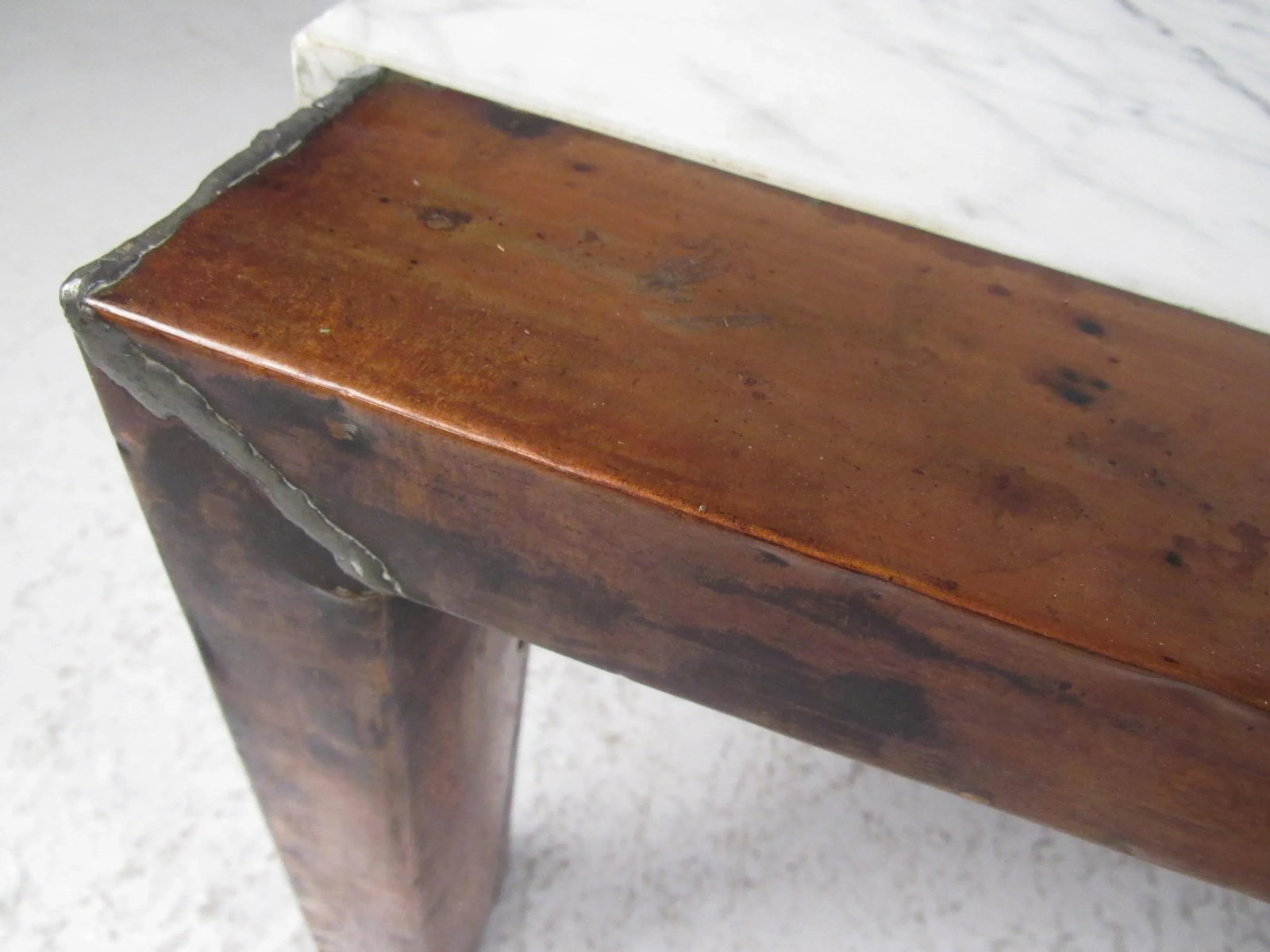 Vintage Copper Coffee Table with Marble Top - 2