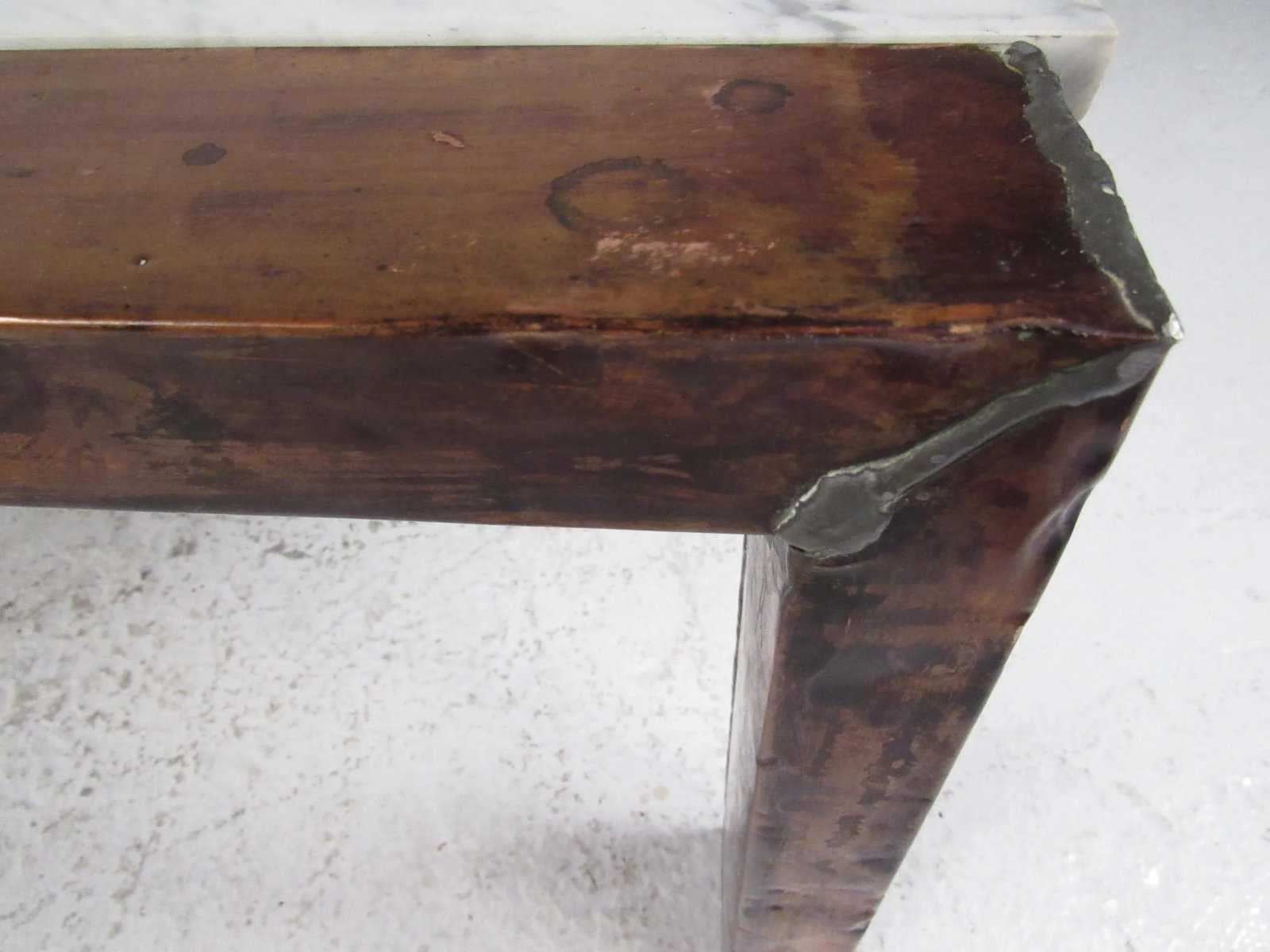 Vintage Copper Coffee Table with Marble Top - 3
