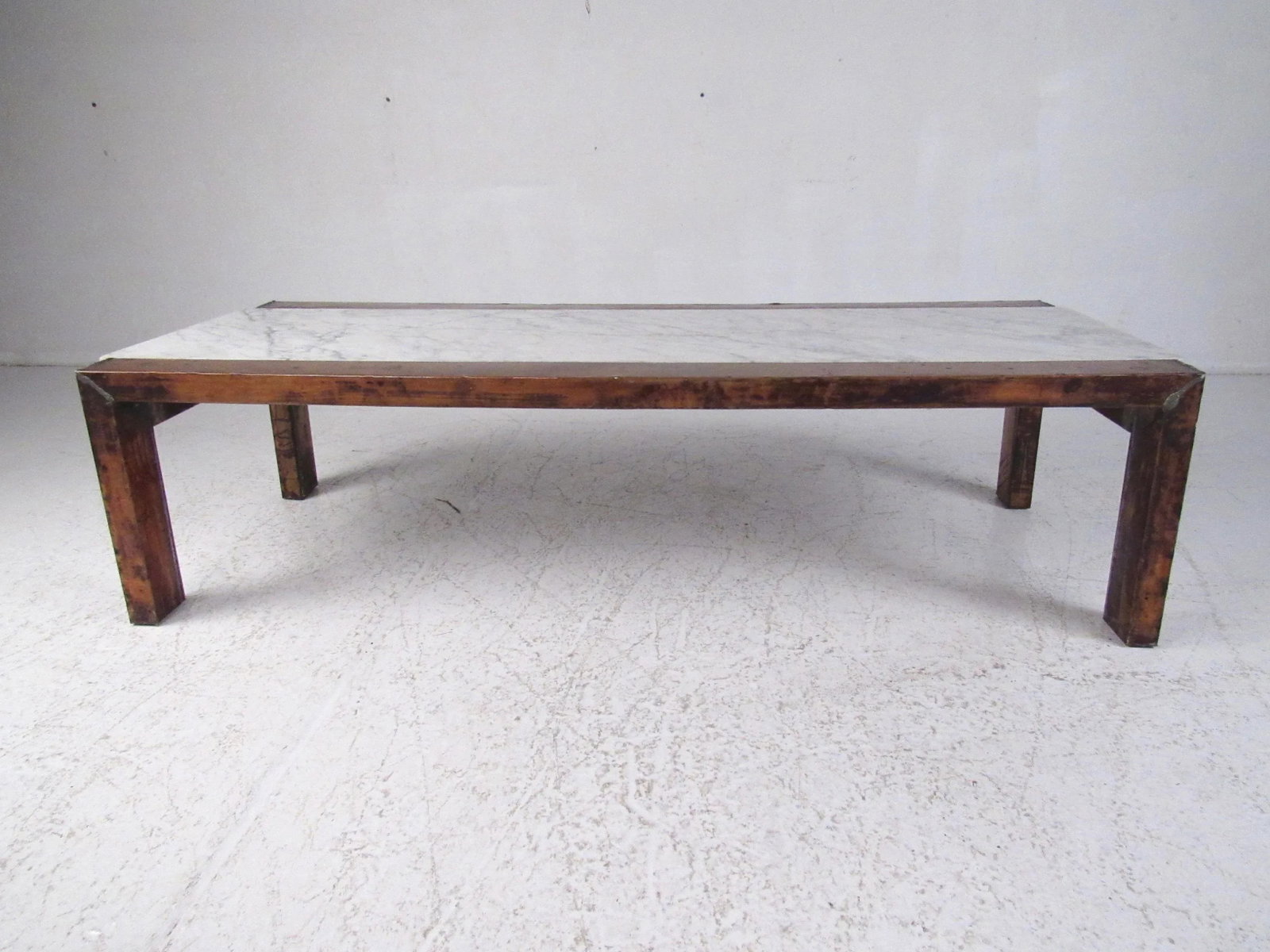 Vintage Copper Coffee Table with Marble Top - 5