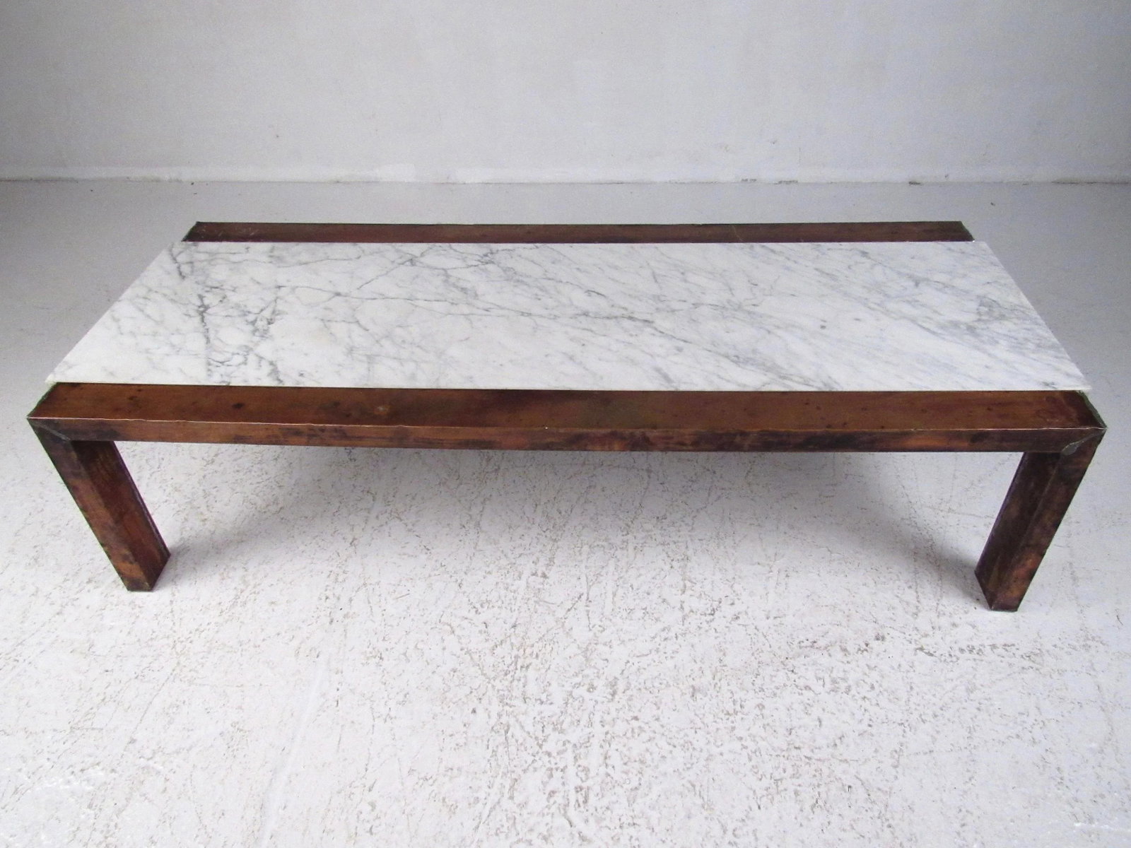 Vintage Copper Coffee Table with Marble Top - 6