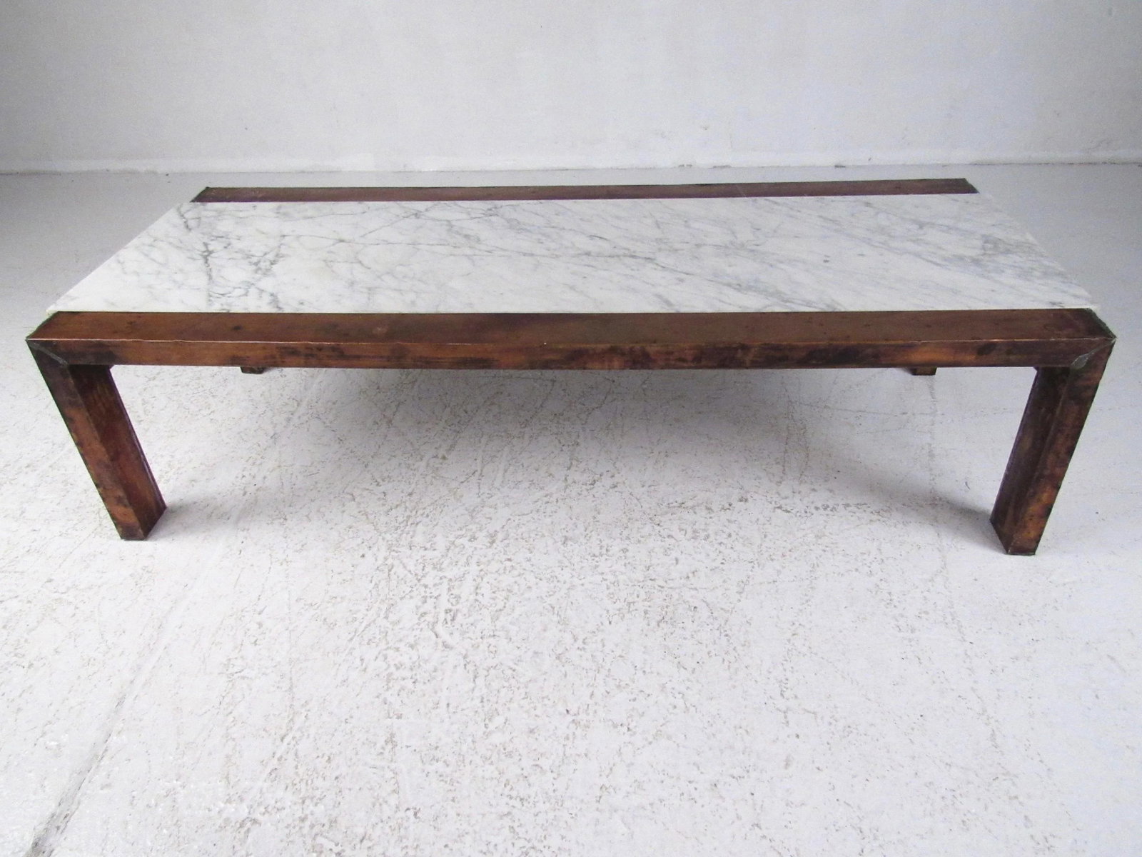 Vintage Copper Coffee Table with Marble Top - 8