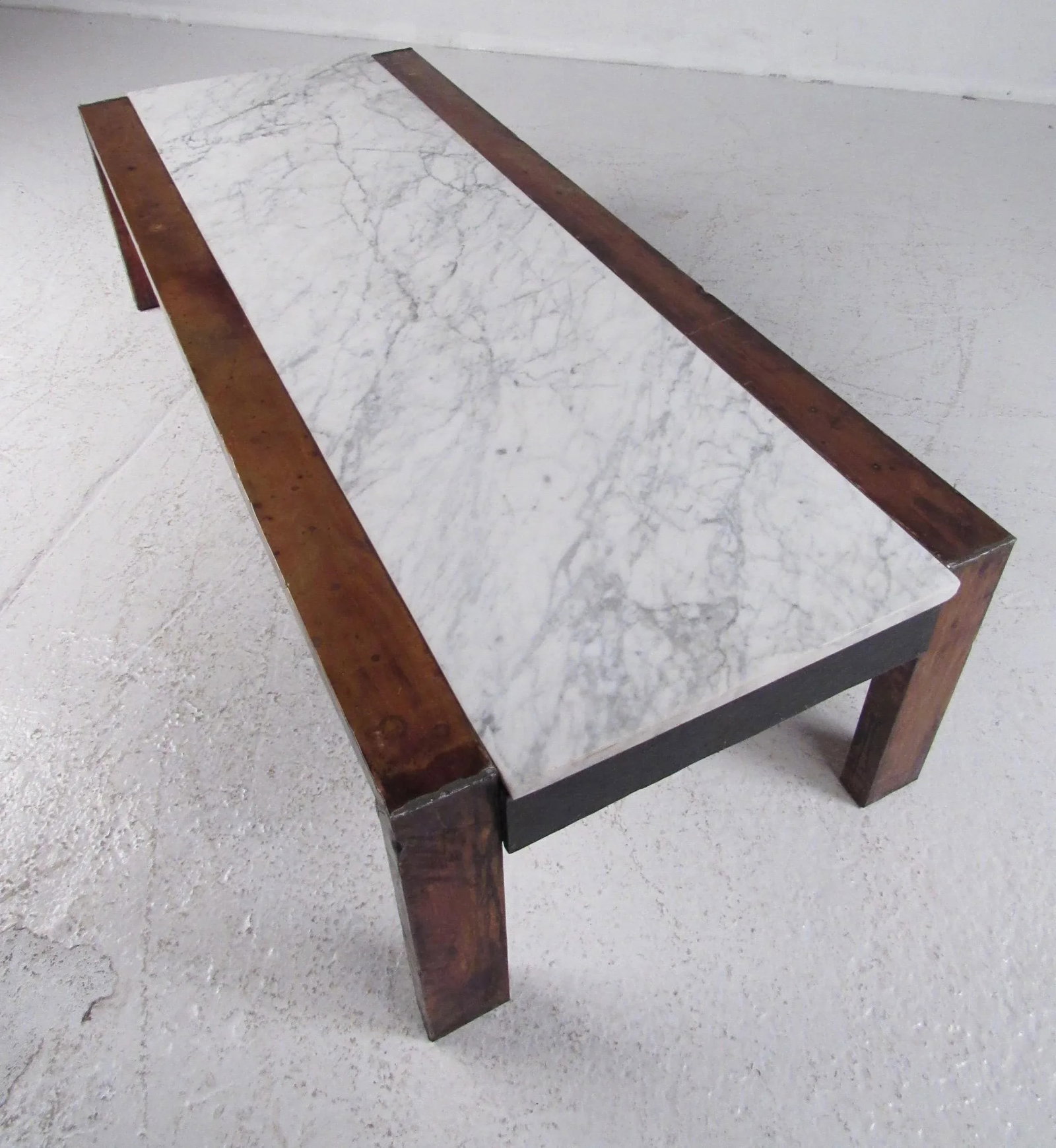 Vintage Copper Coffee Table with Marble Top - 9