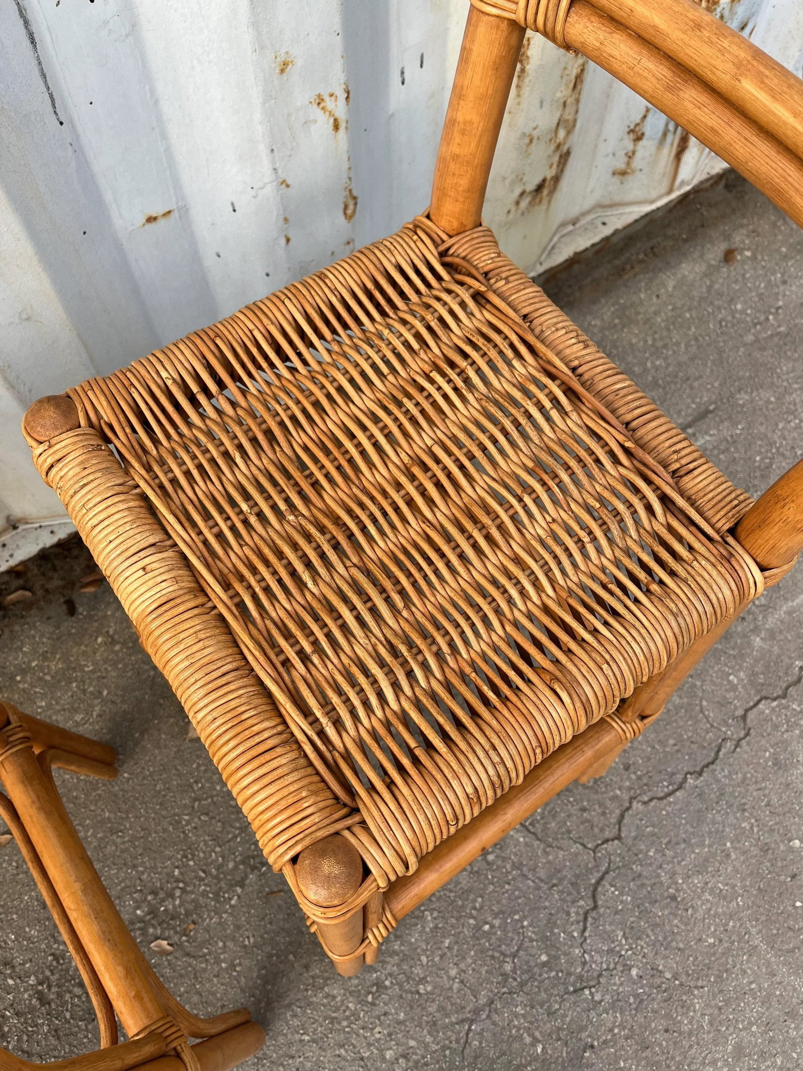 Pair of Coastal Style Rattan Bar Stools, Circa 1970s - 12