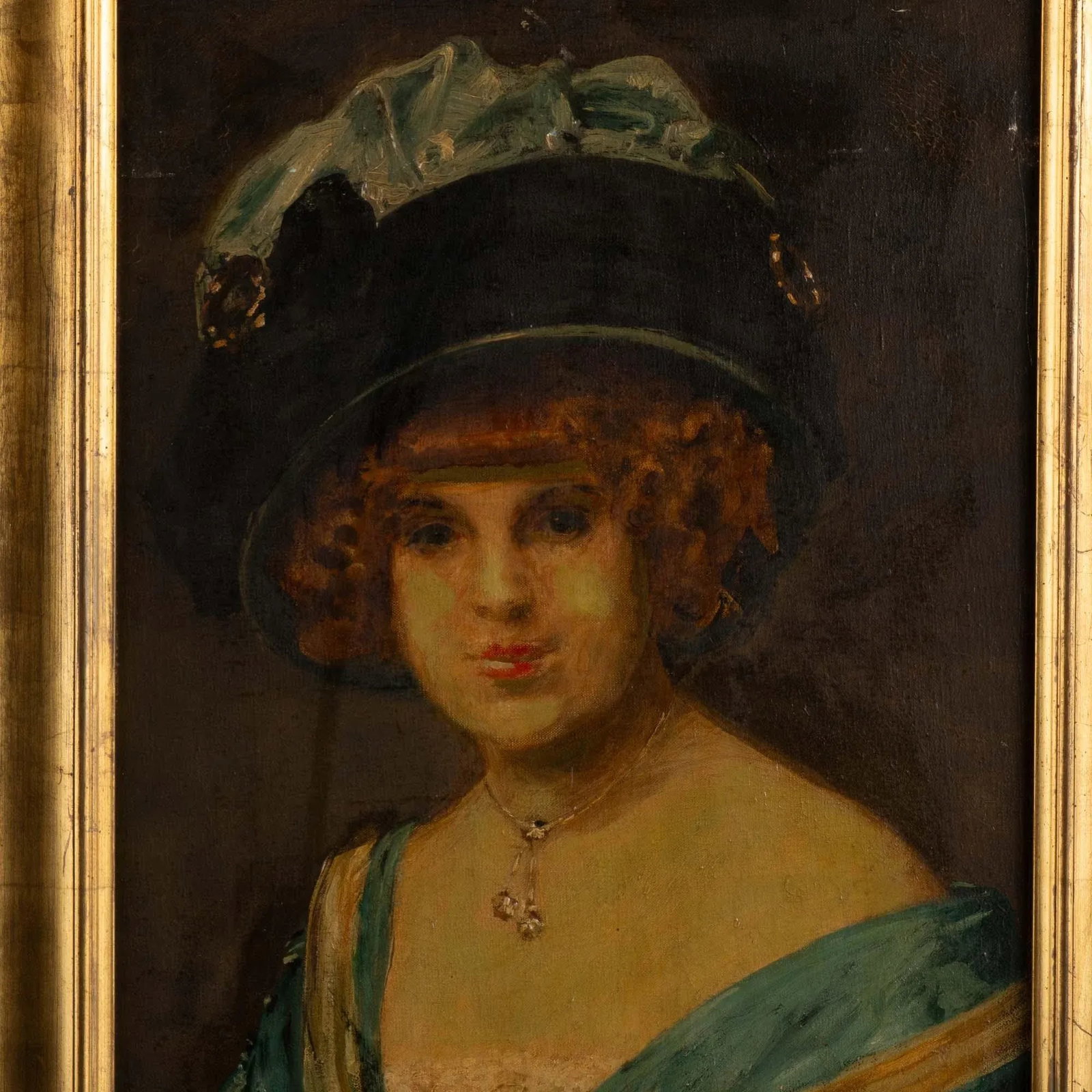 19th Century Original Oil on Canvas Portrait of Woman, "Edith" Signed A. Weie - 4