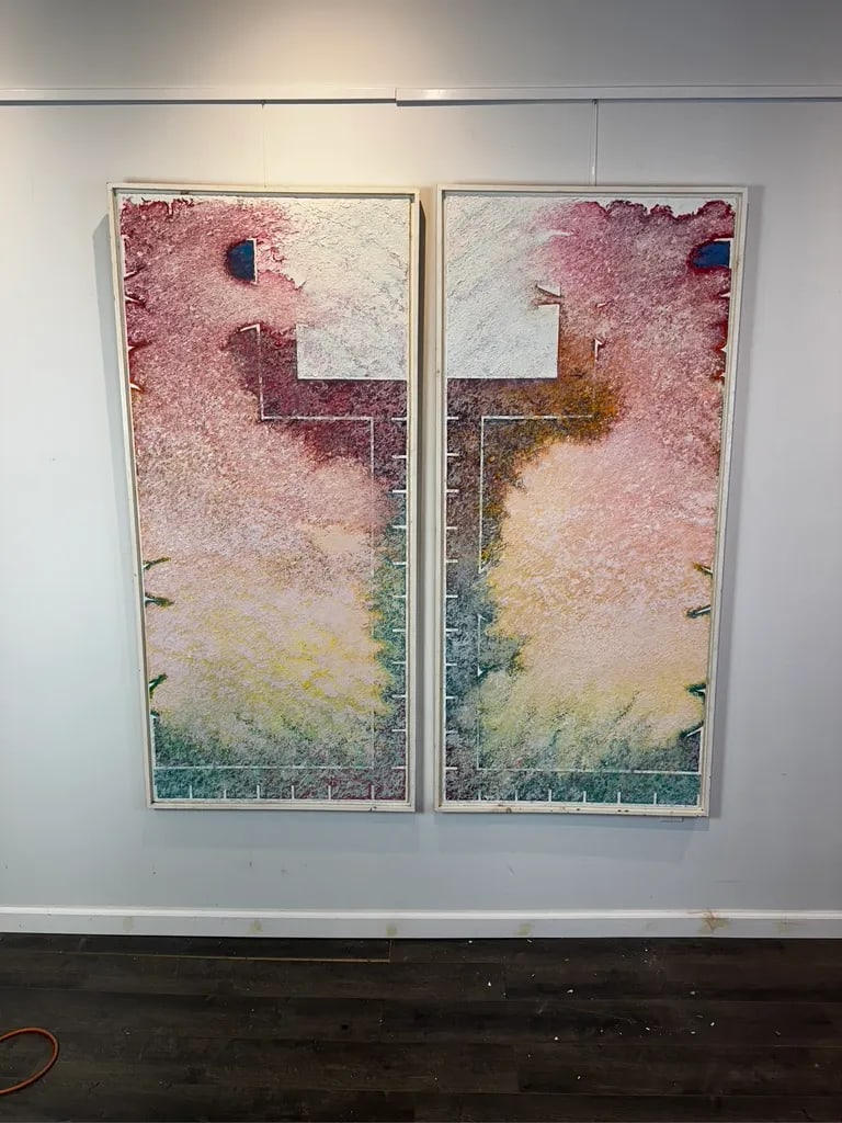 Gerald Samuels Oil on Board Diptych 1997 - 2