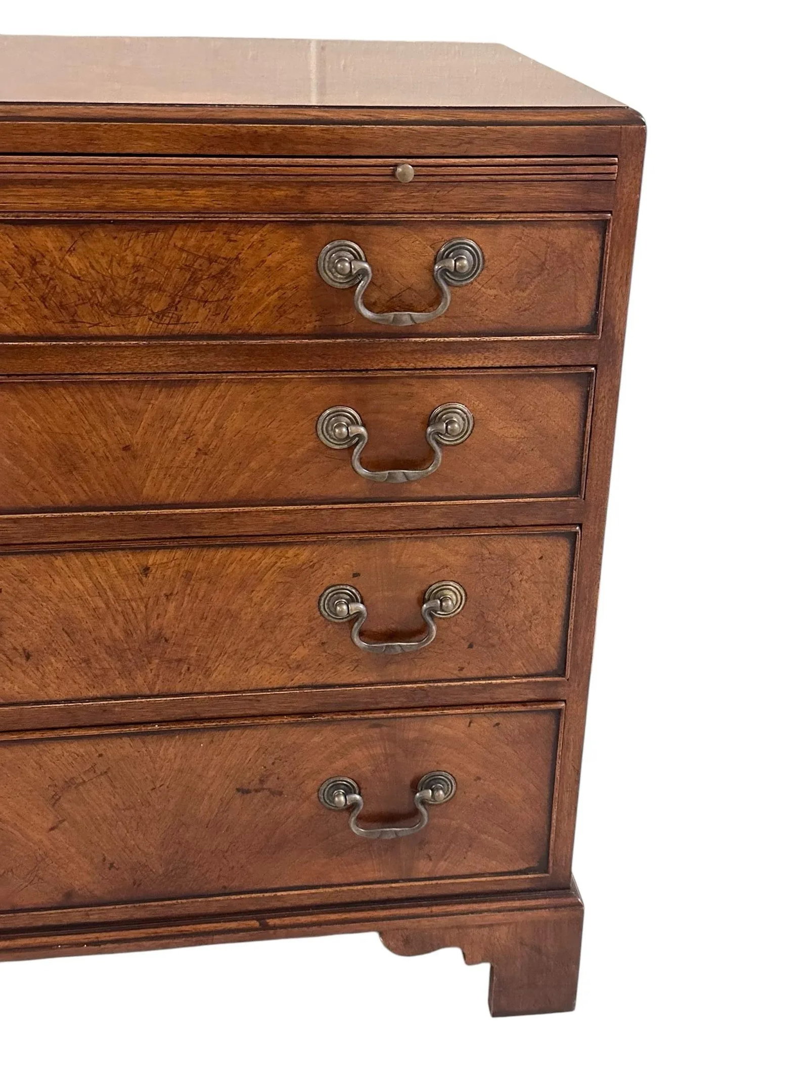 Antique George III Flame Mahogany Bachelors Chest With Brass Hardware - 12