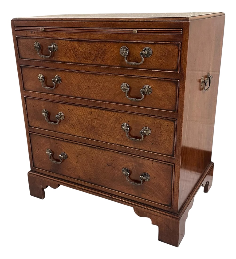Antique George III Flame Mahogany Bachelors Chest With Brass Hardware (1 of 12)