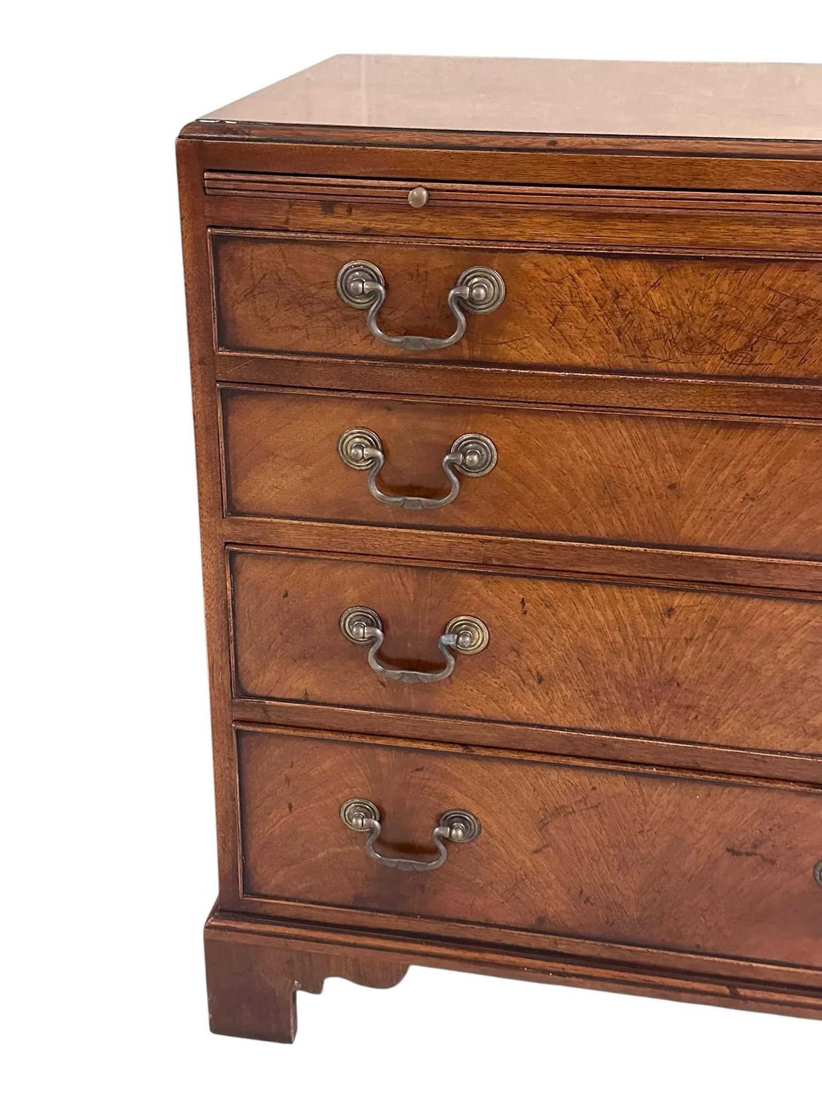 Antique George III Flame Mahogany Bachelors Chest With Brass Hardware - 6