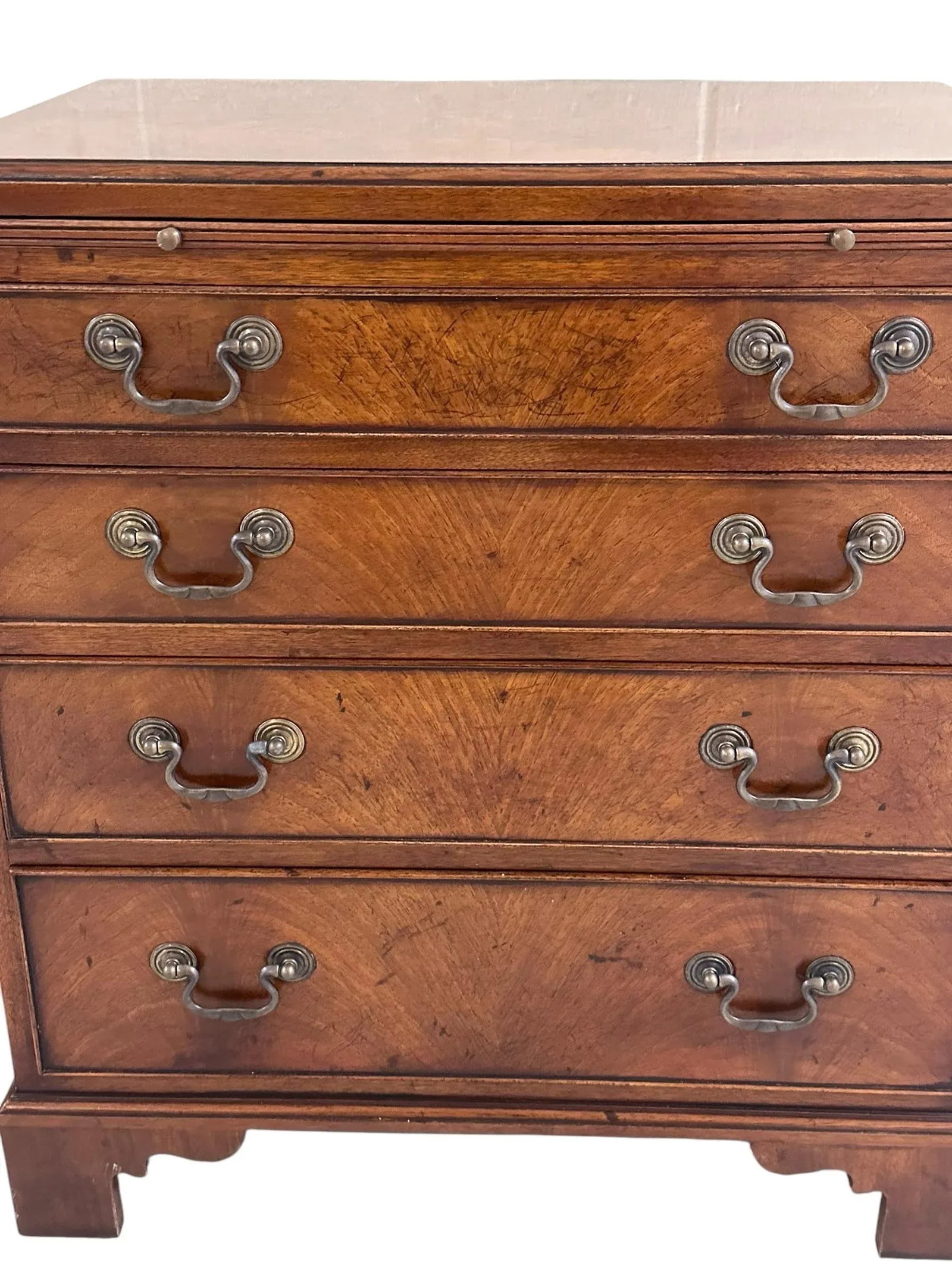 Antique George III Flame Mahogany Bachelors Chest With Brass Hardware - 7