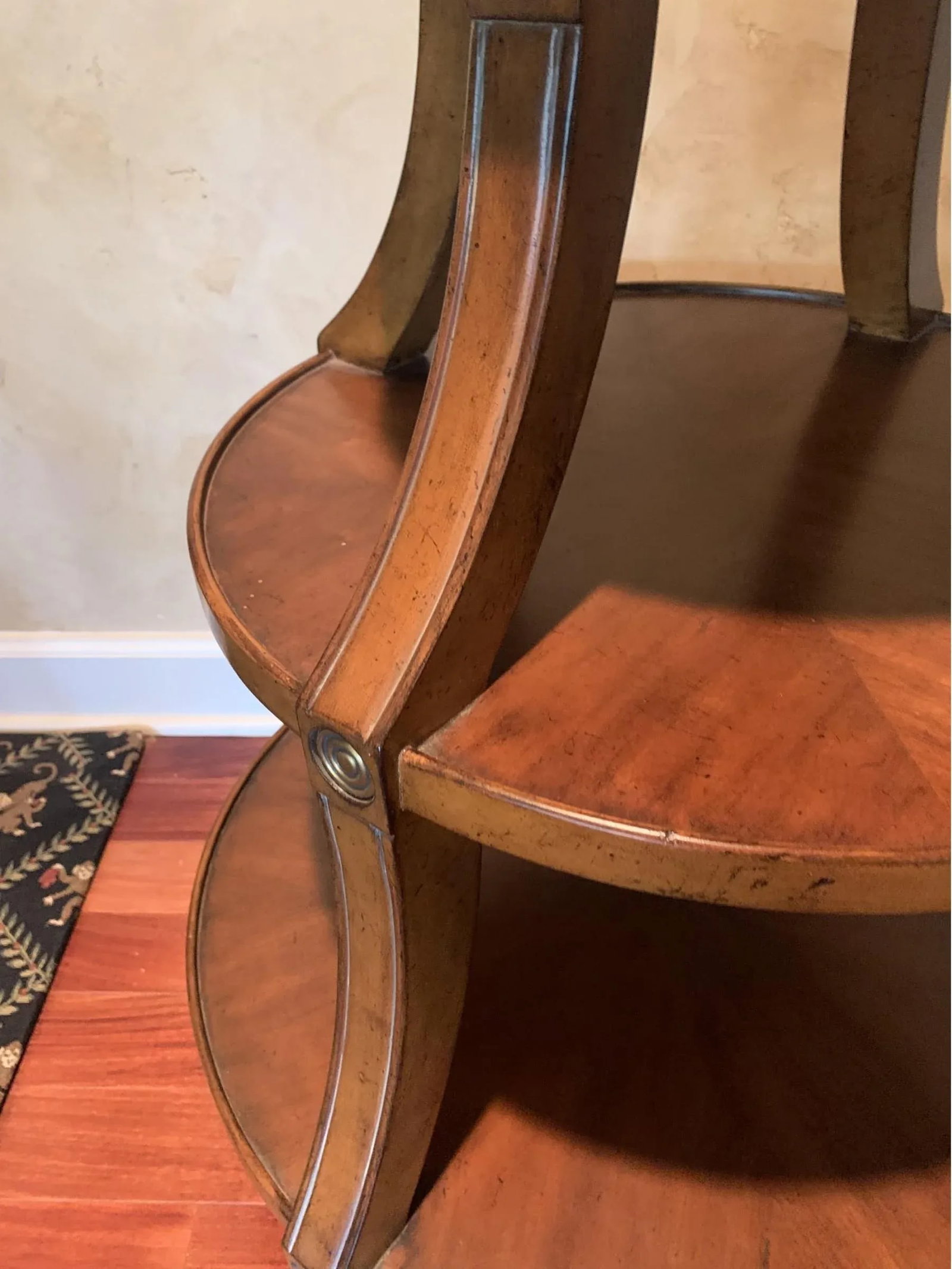 Vintage Three-Tiered Wooden Round Side Table - 5