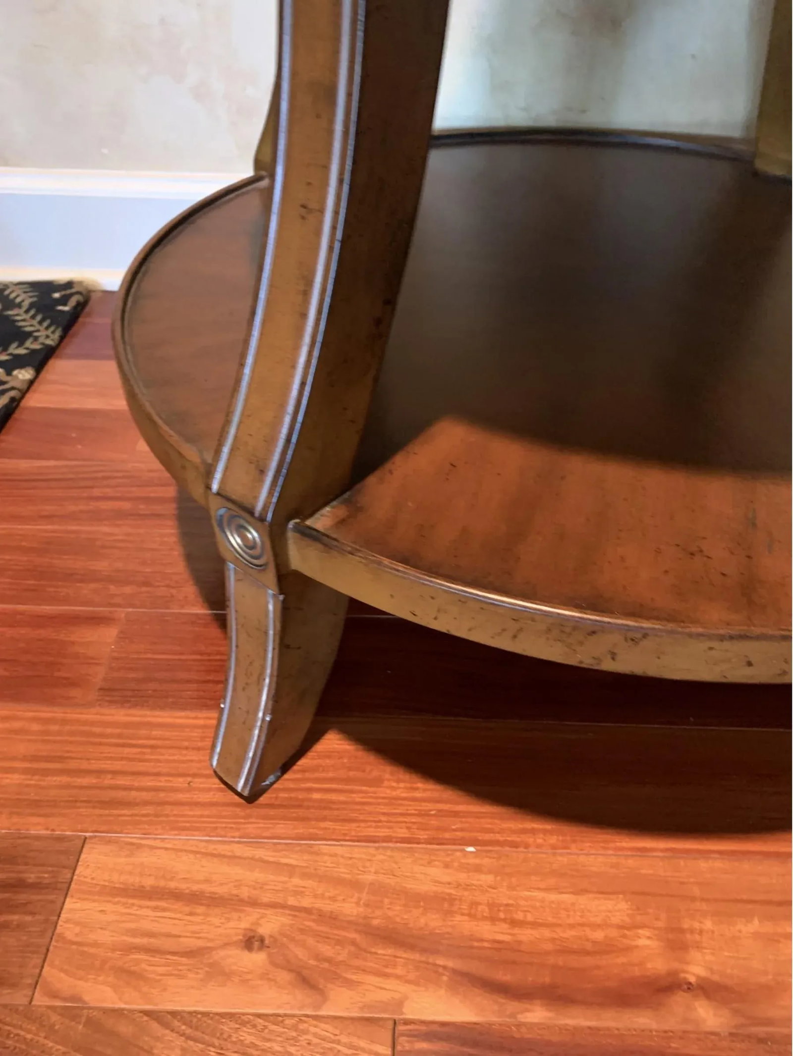 Vintage Three-Tiered Wooden Round Side Table - 6