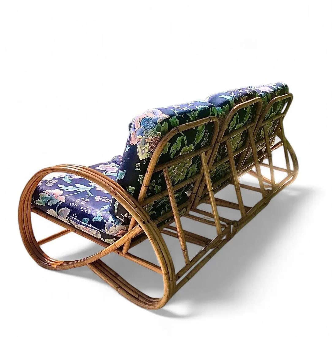 Mid-20th Century Rattan Three Strand 3/4 Pretzel Modular Sofa - 3