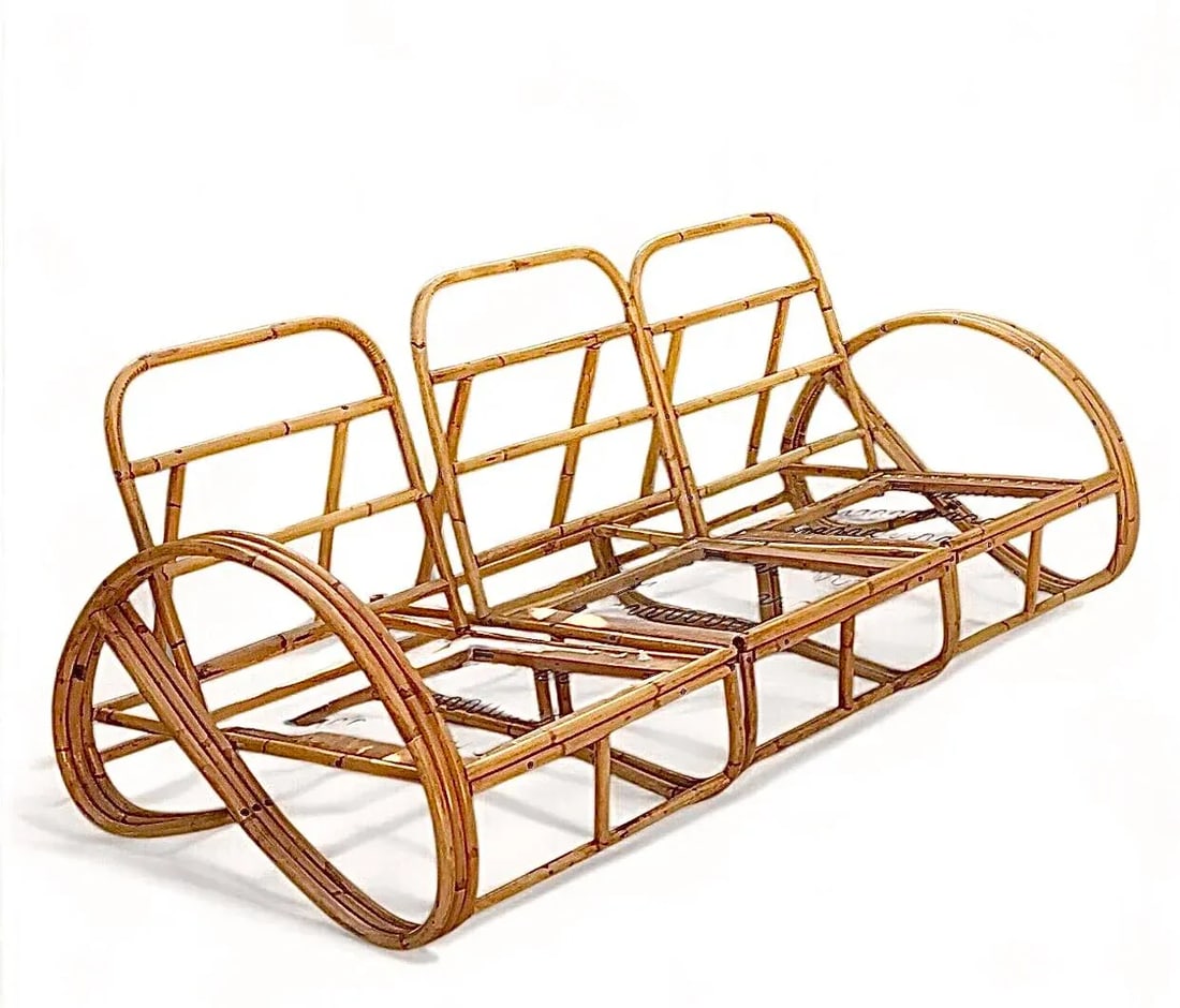 Mid-20th Century Rattan Three Strand 3/4 Pretzel Modular Sofa - 4