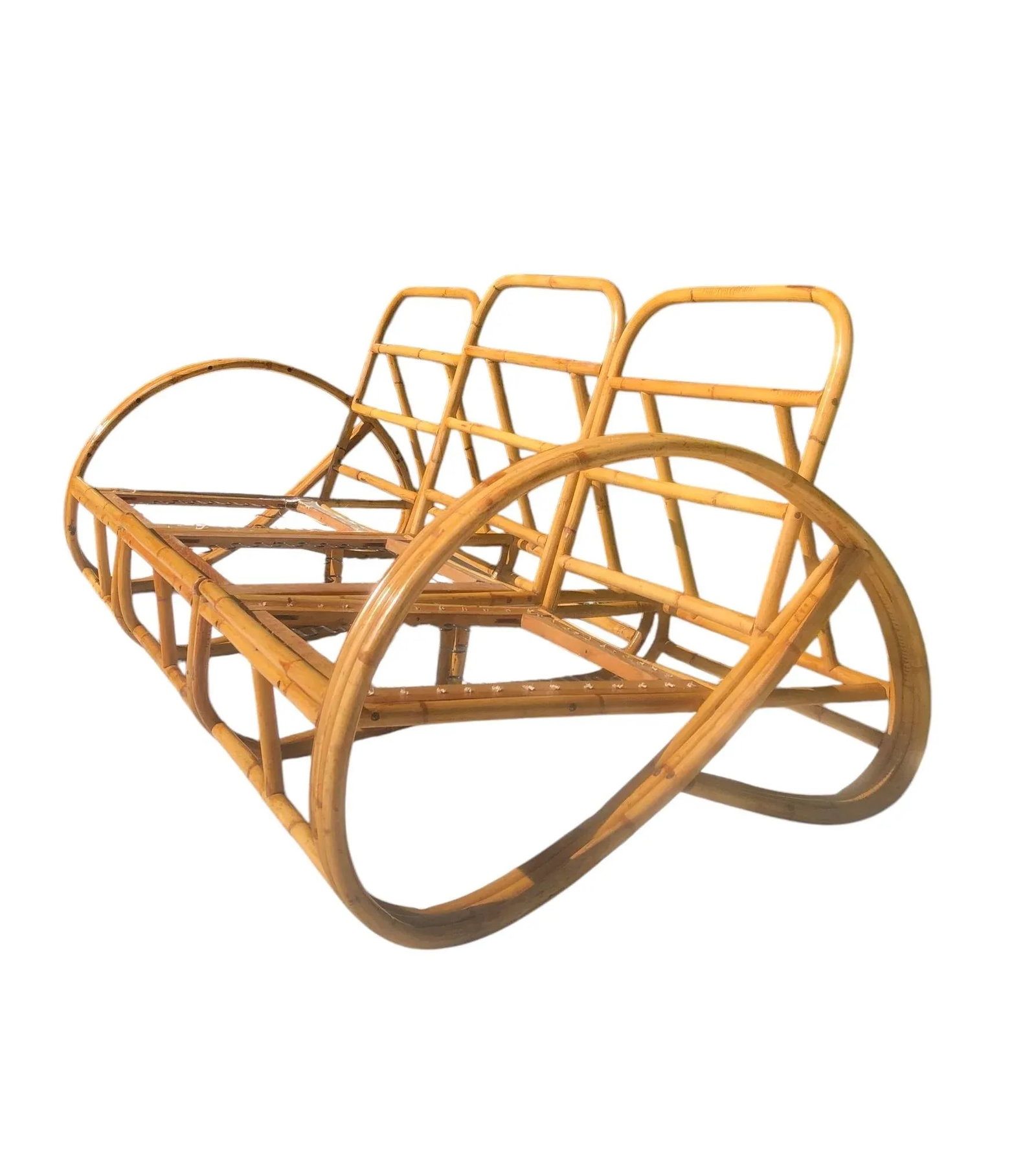 Mid-20th Century Rattan Three Strand 3/4 Pretzel Modular Sofa - 5