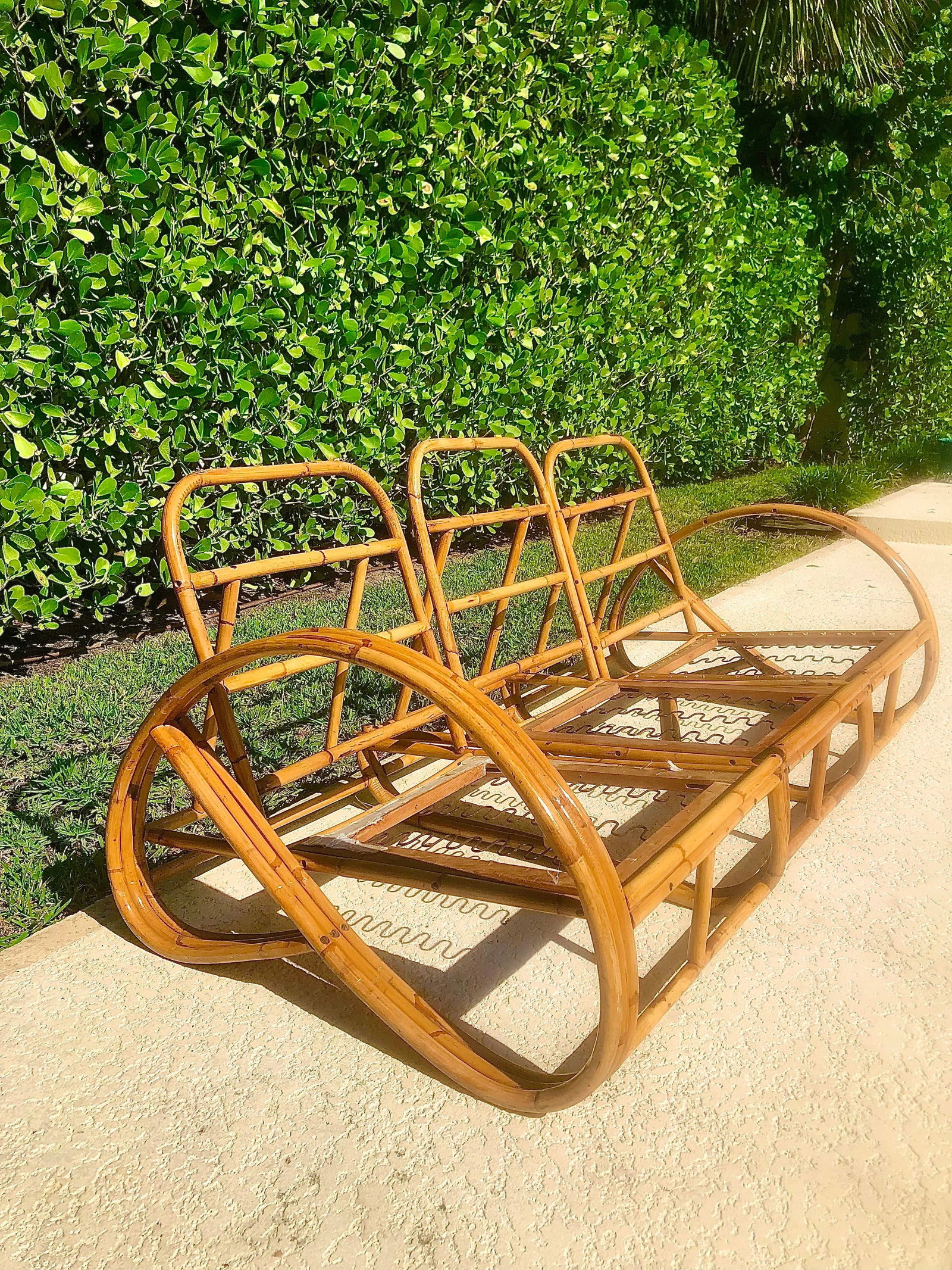 Mid-20th Century Rattan Three Strand 3/4 Pretzel Modular Sofa - 6