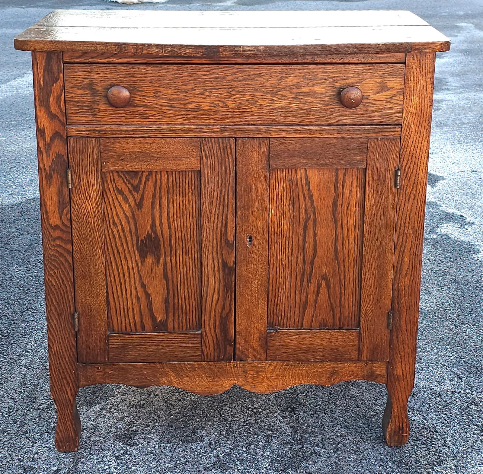 Early 20th Century Single Drawer Oak Storage Side Cabinet - 2