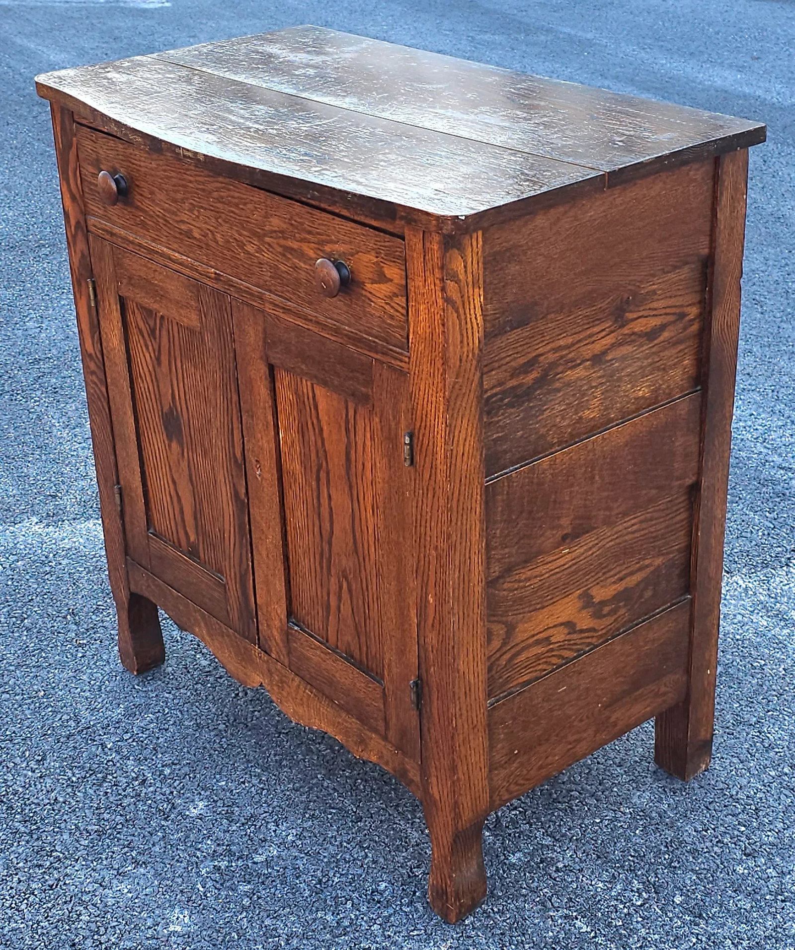 Early 20th Century Single Drawer Oak Storage Side Cabinet - 3