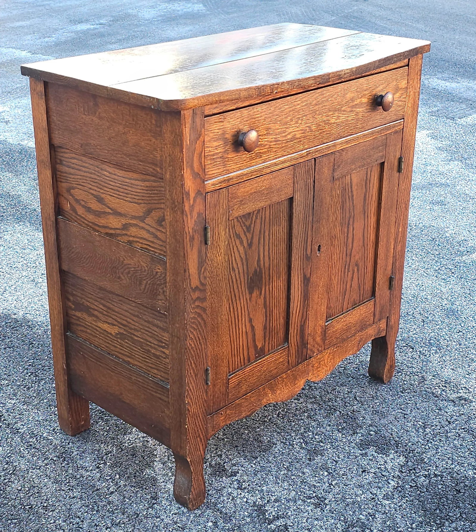 Early 20th Century Single Drawer Oak Storage Side Cabinet - 5