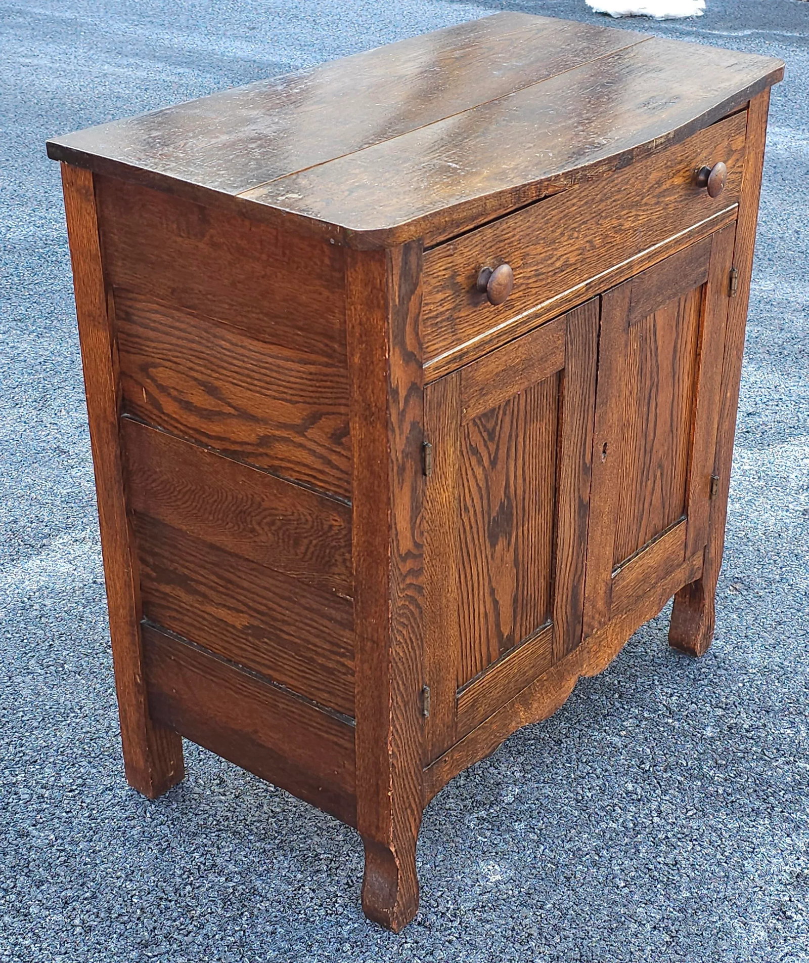 Early 20th Century Single Drawer Oak Storage Side Cabinet - 6
