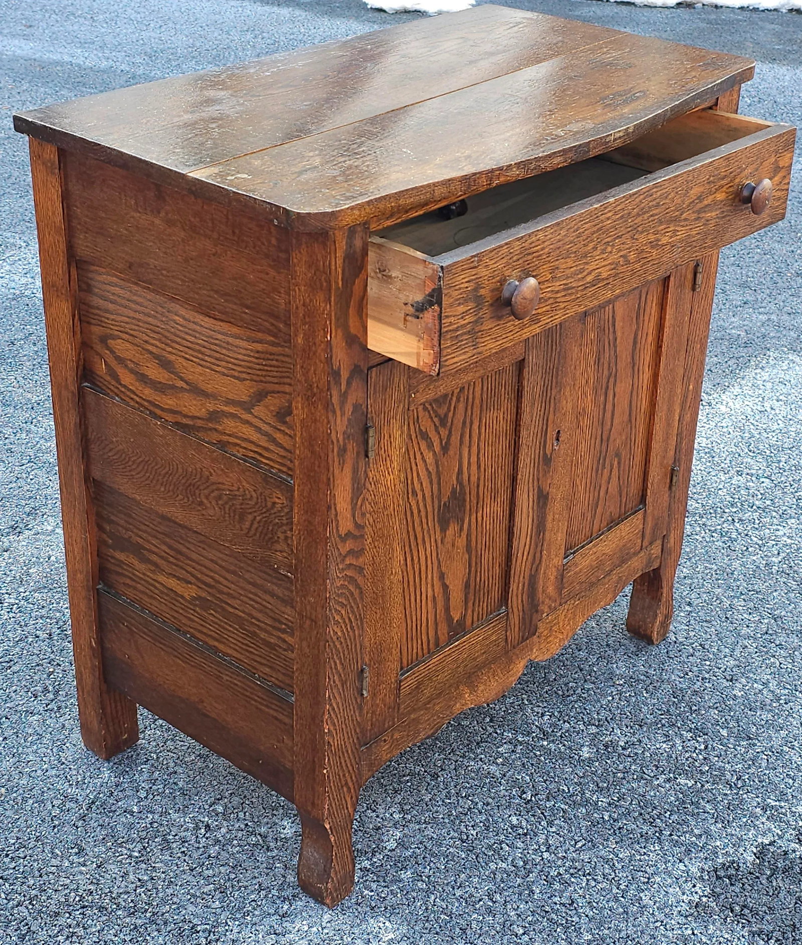 Early 20th Century Single Drawer Oak Storage Side Cabinet - 7