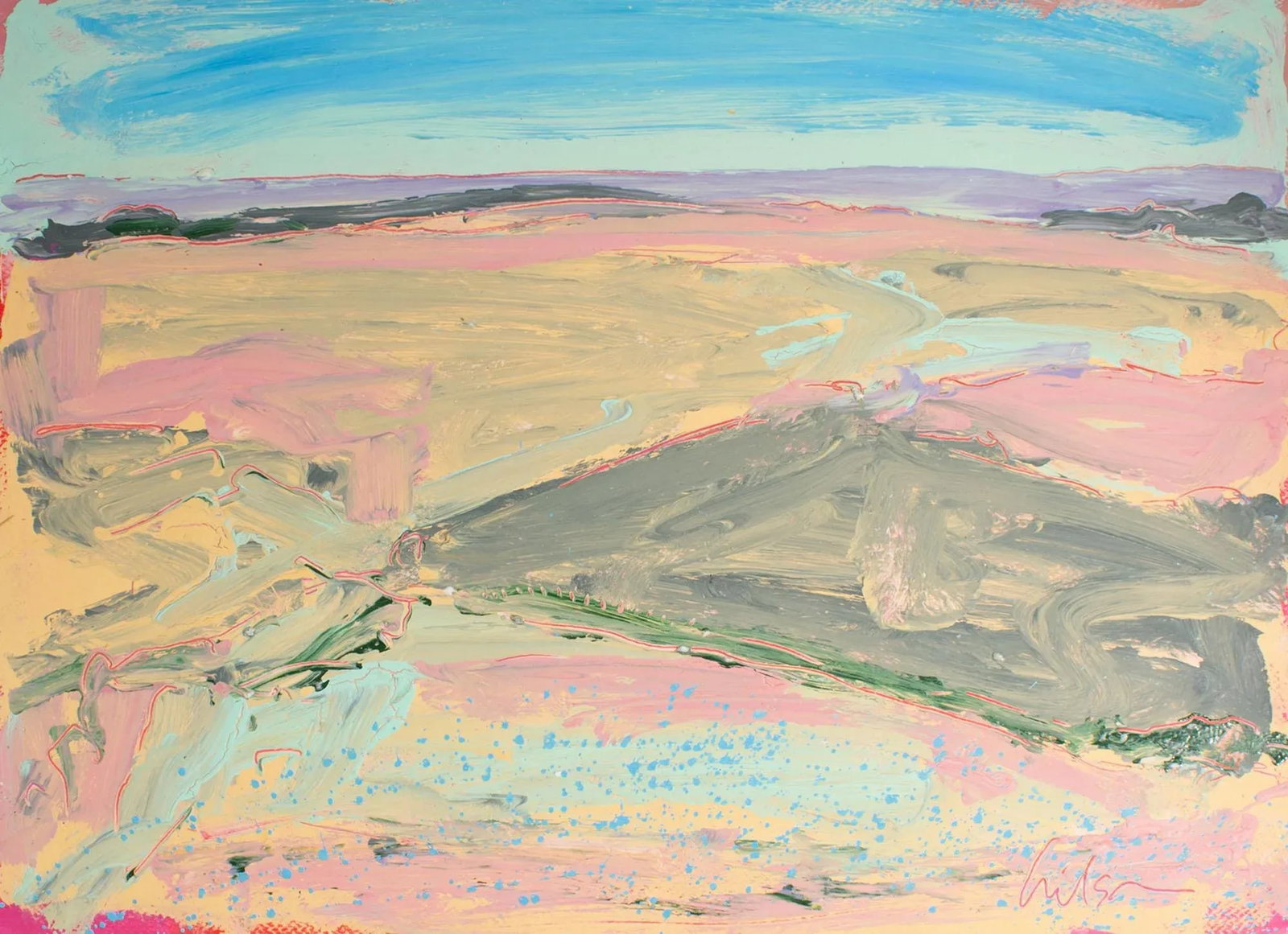 1980s Abstract Acrylic on Paper Painting Signed by Harry Hilson - 2