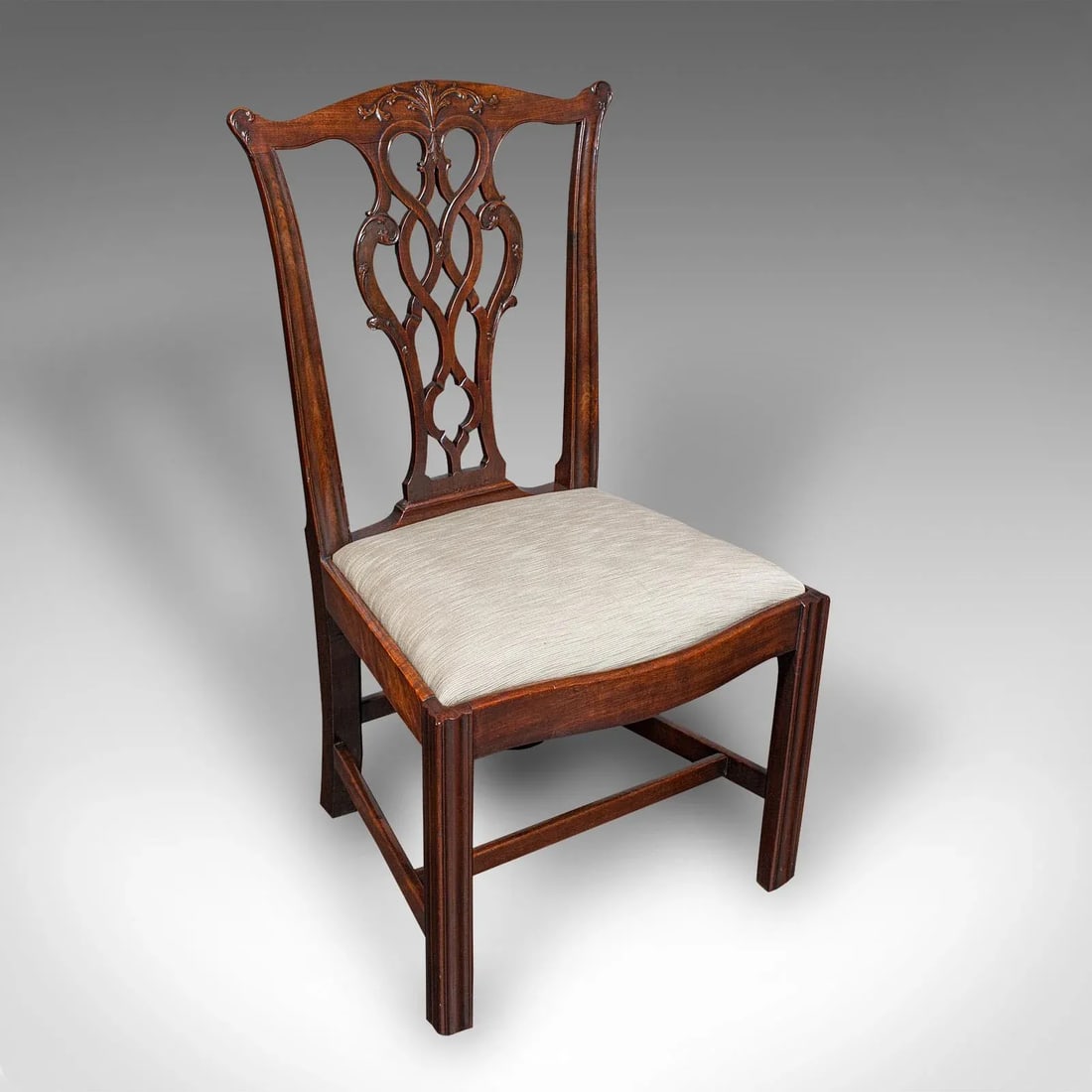 4 Antique Dining Room Chairs, English, Seat, After Chippendale, Georgian, C.1800 - 3