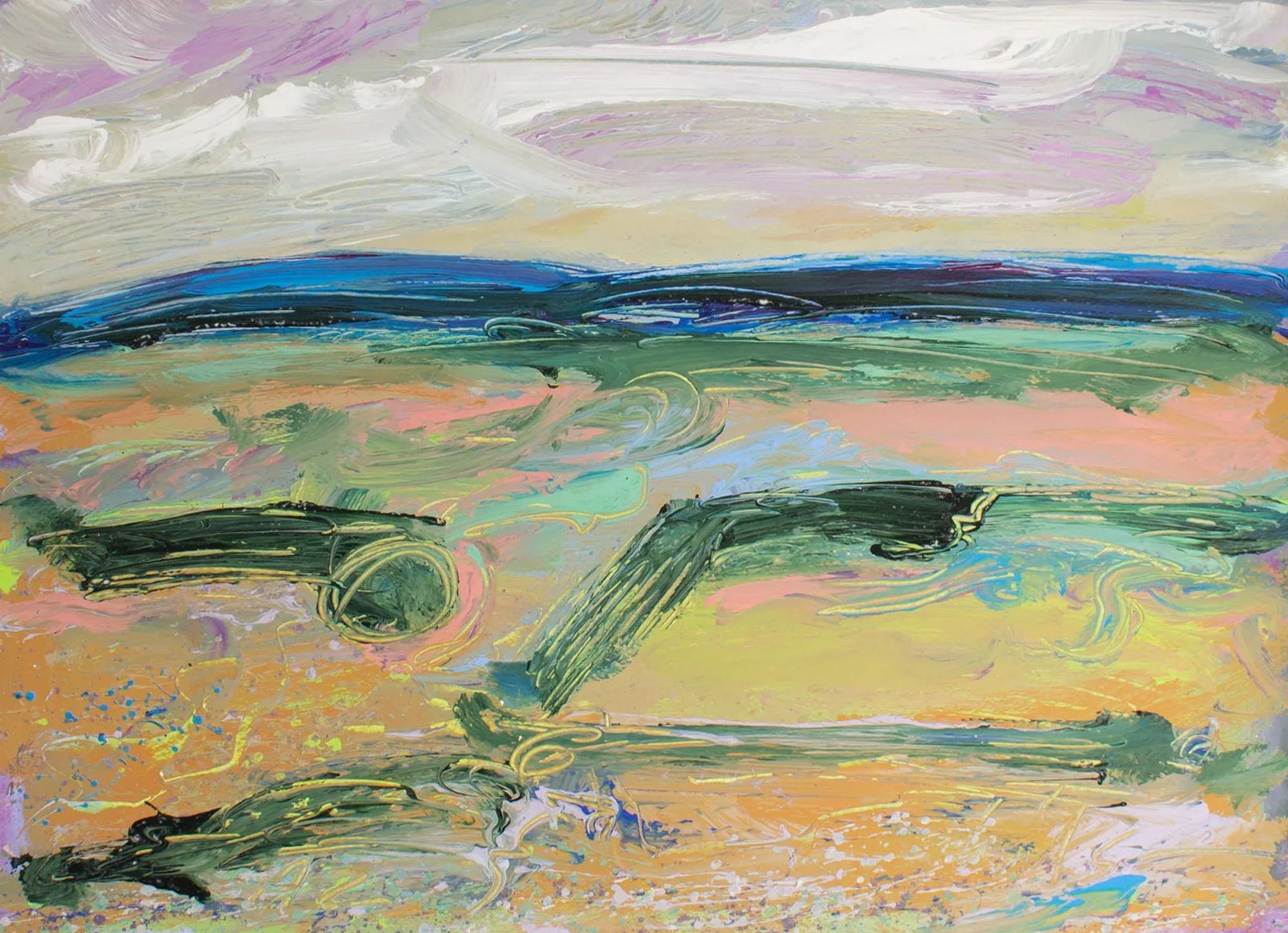 Abstract Acrylic on Paper Landscape Painting by Harry Hilson - 2