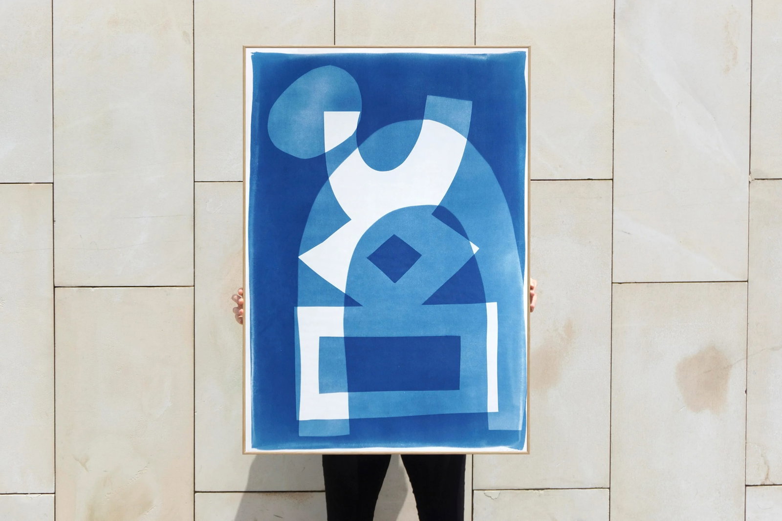 2025, House on a Hill, Desert Modernism Architecture, Handmade Monotype Cyanotype on Watercolor Pape - 2