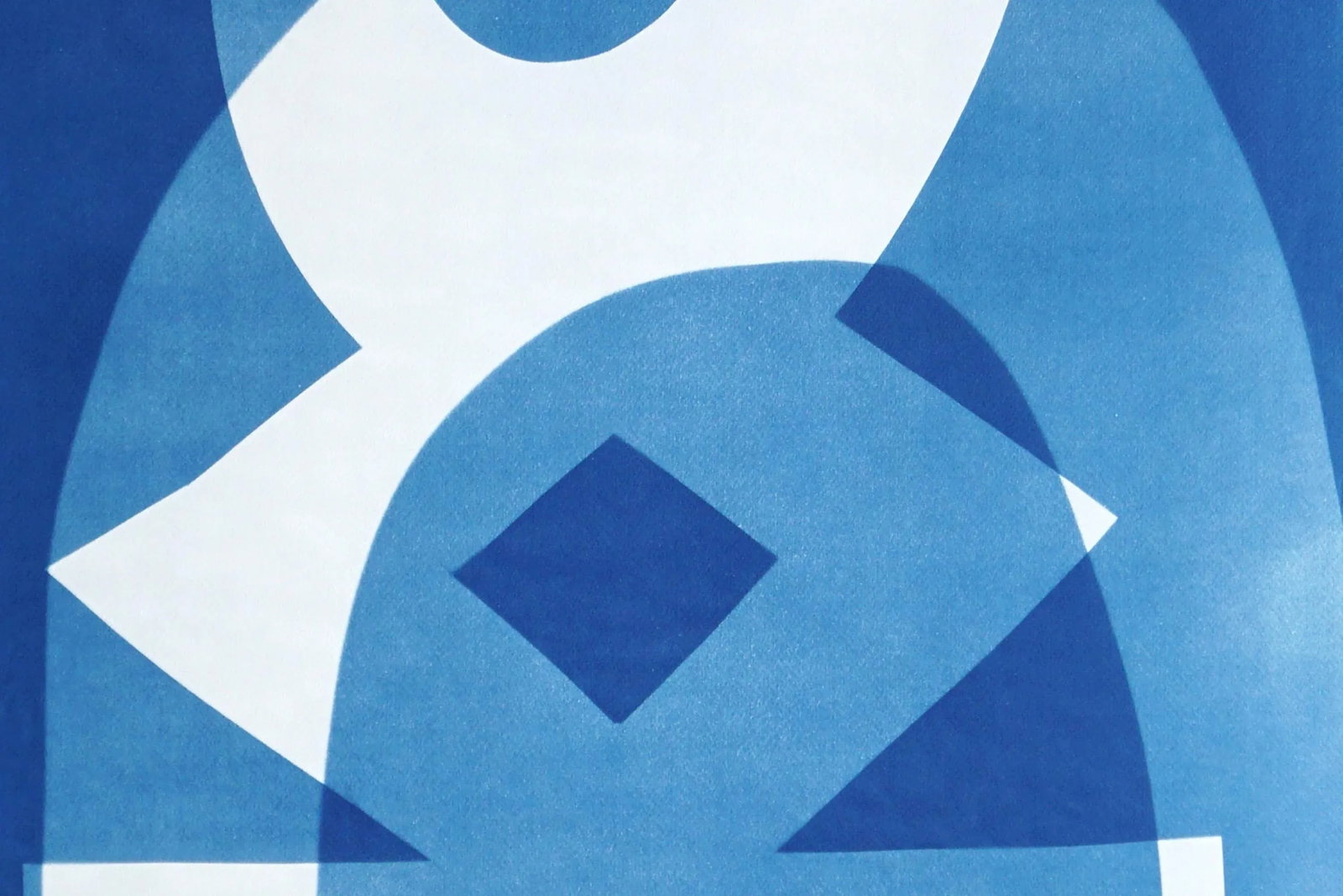 2025, House on a Hill, Desert Modernism Architecture, Handmade Monotype Cyanotype on Watercolor Pape - 3