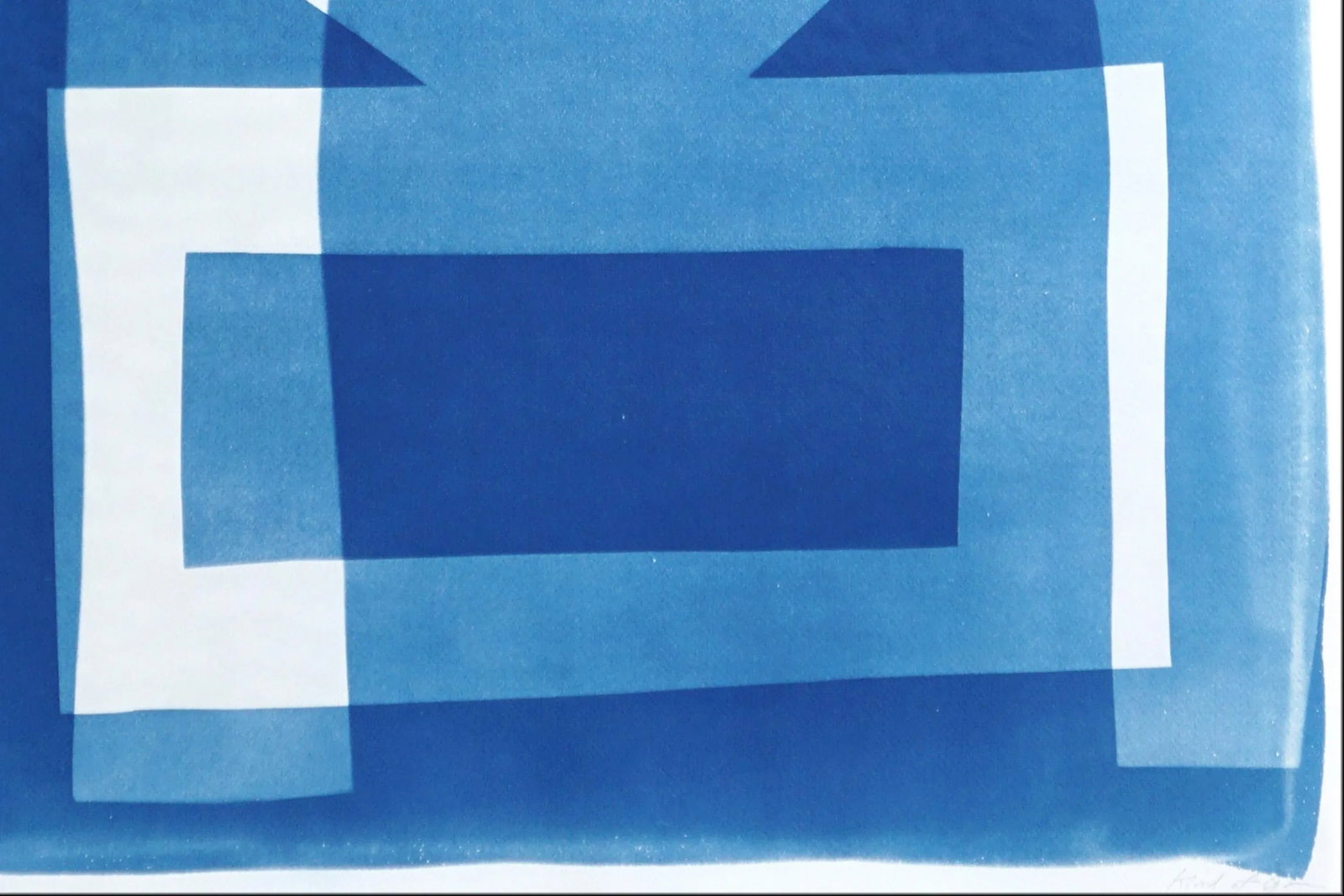 2025, House on a Hill, Desert Modernism Architecture, Handmade Monotype Cyanotype on Watercolor Pape - 4