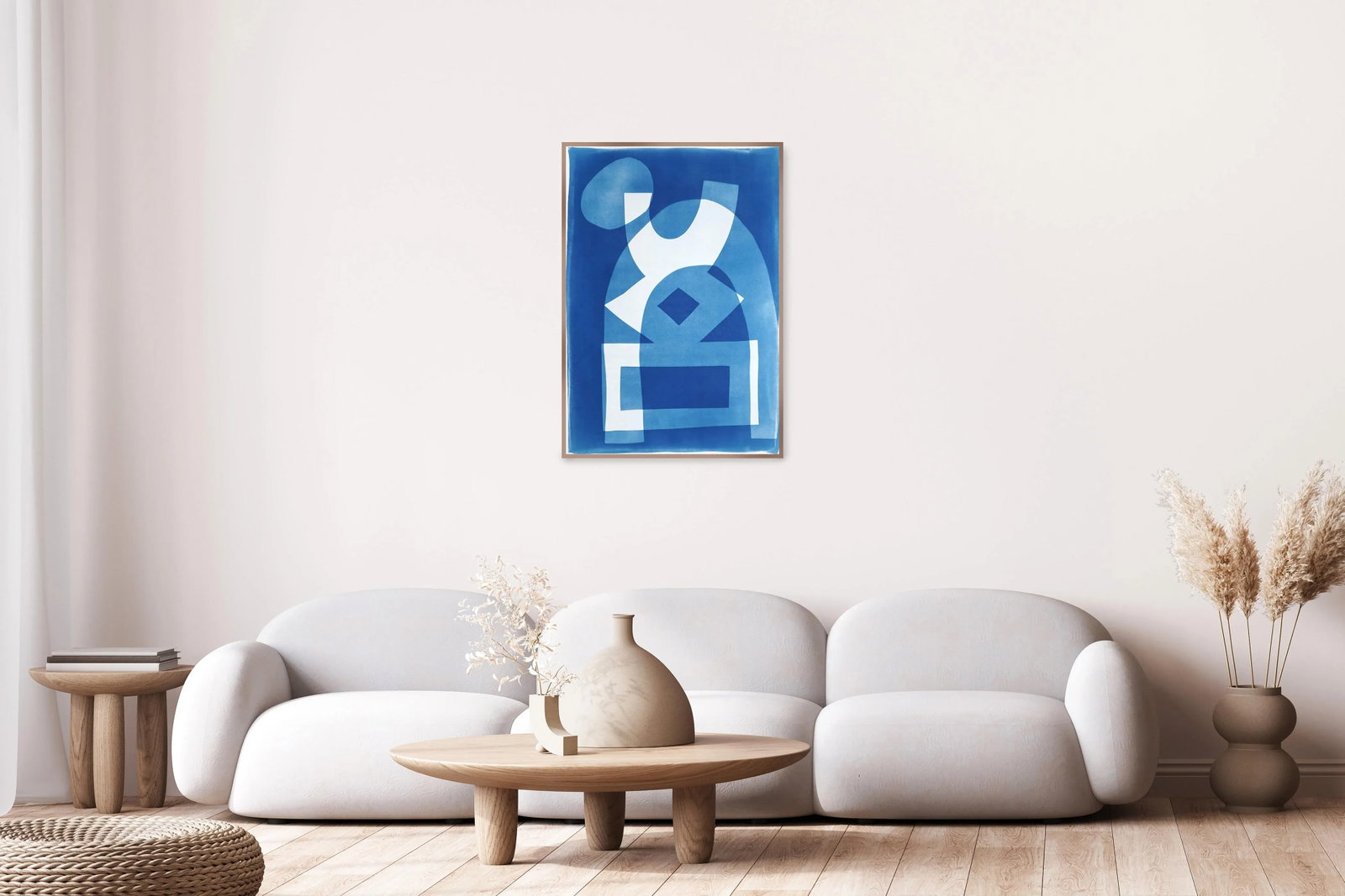 2025, House on a Hill, Desert Modernism Architecture, Handmade Monotype Cyanotype on Watercolor Pape - 7