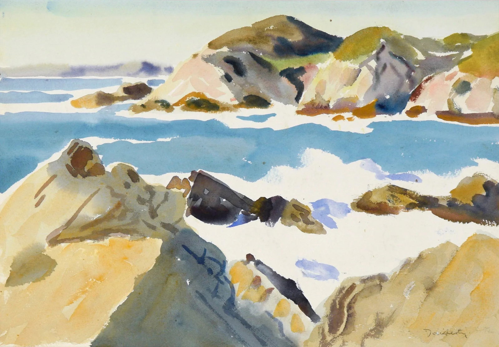 Big Sur Coast Landscape in Watercolor on Paper by Paul Dougherty - 2