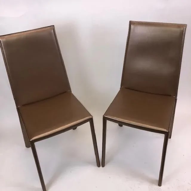 Modern Arben Leather Chairs- Set of 2 - 2
