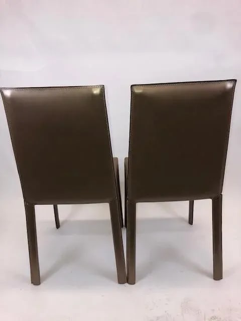 Modern Arben Leather Chairs- Set of 2 - 3