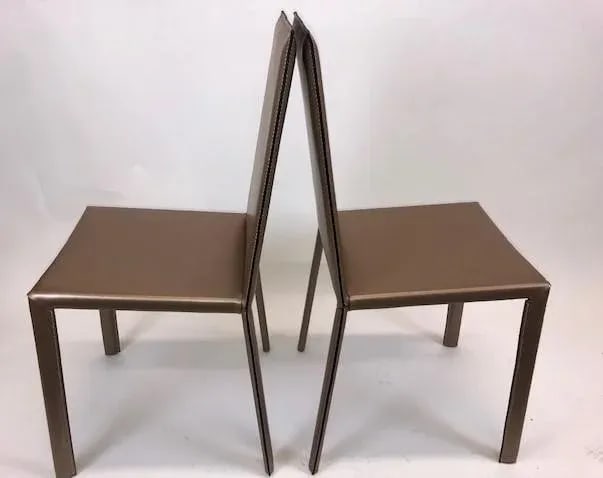 Modern Arben Leather Chairs- Set of 2 - 4