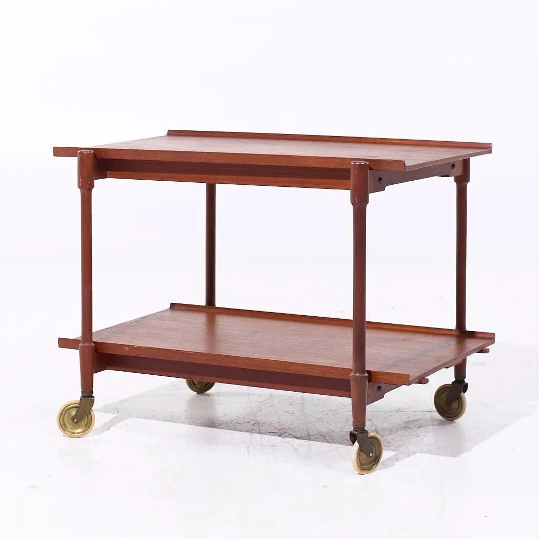 Poul Hundevad for Domus Mid Century Danish Teak Expanding Serving Bar Cart - 3