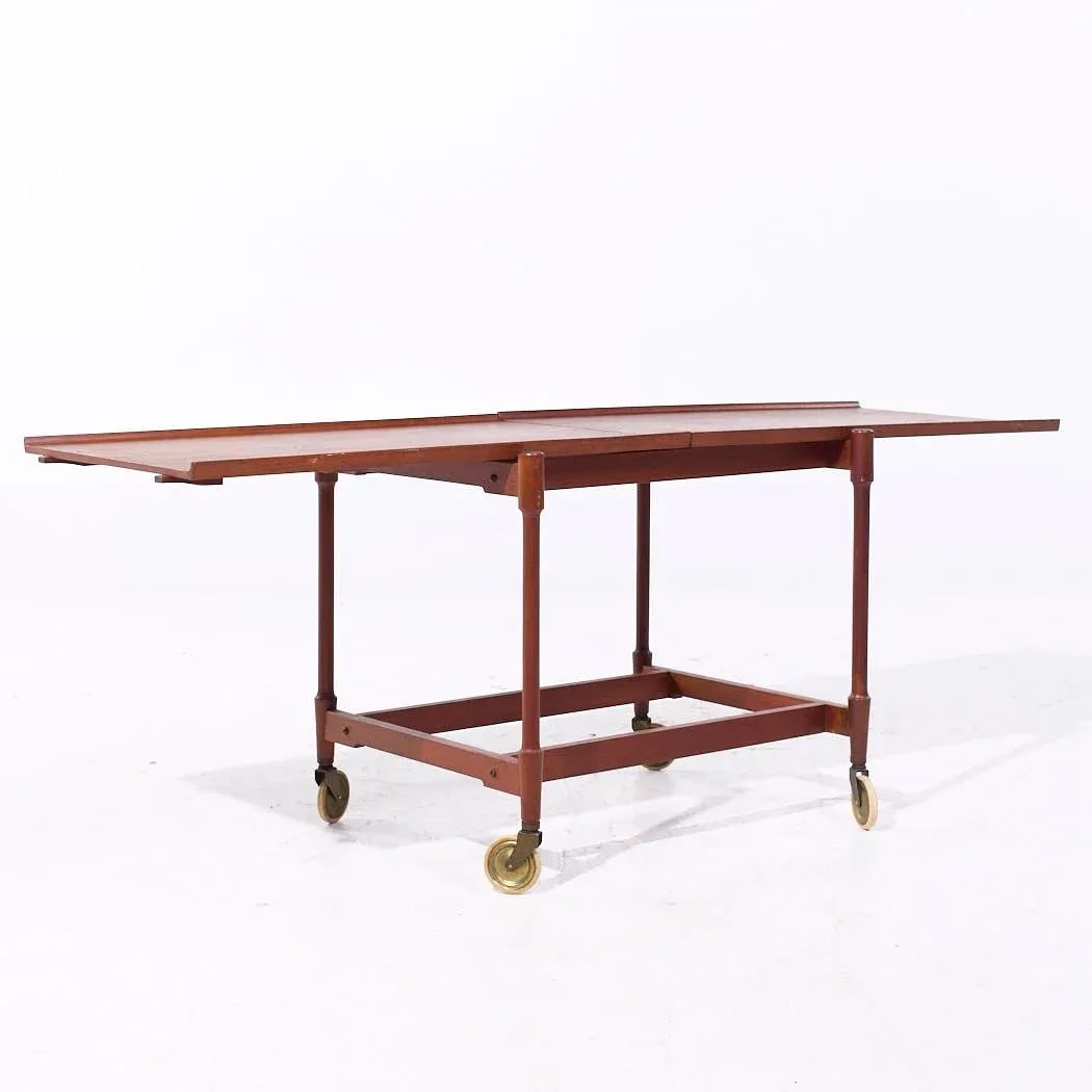 Poul Hundevad for Domus Mid Century Danish Teak Expanding Serving Bar Cart - 7
