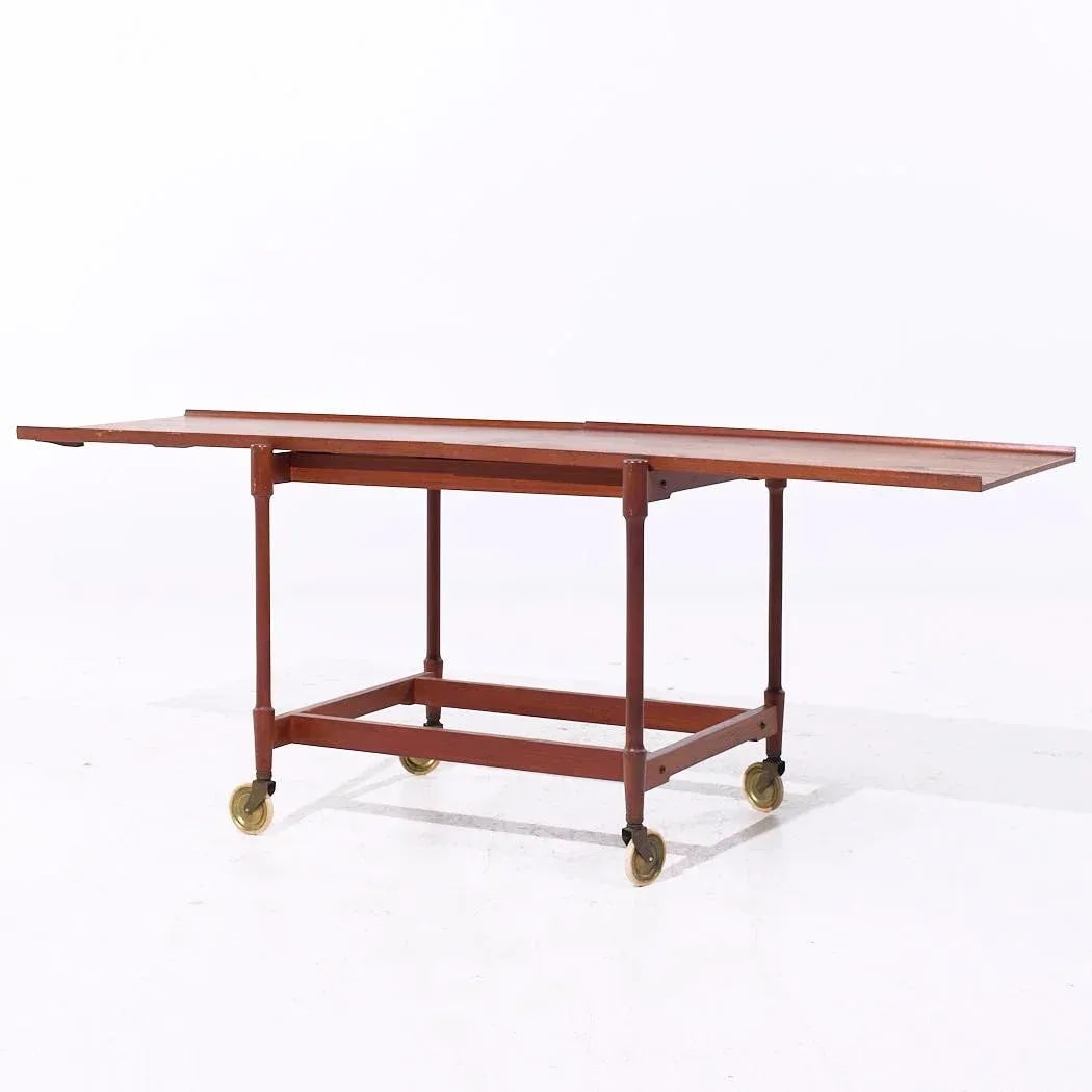 Poul Hundevad for Domus Mid Century Danish Teak Expanding Serving Bar Cart - 8