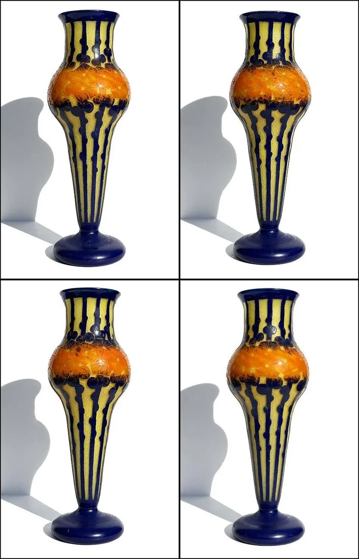 Le Verre Francais French Art Deco Mirettes Studio Cameo Antique Vase - 2