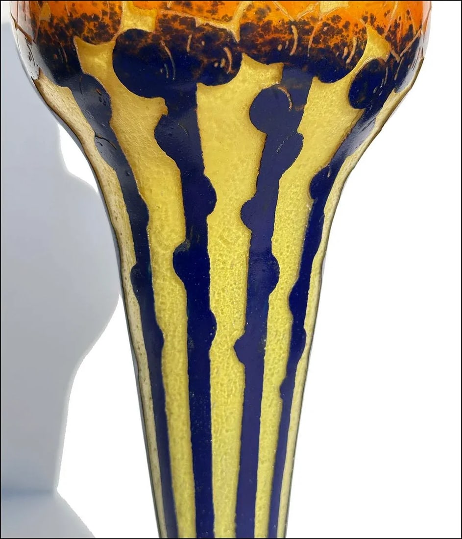 Le Verre Francais French Art Deco Mirettes Studio Cameo Antique Vase - 4
