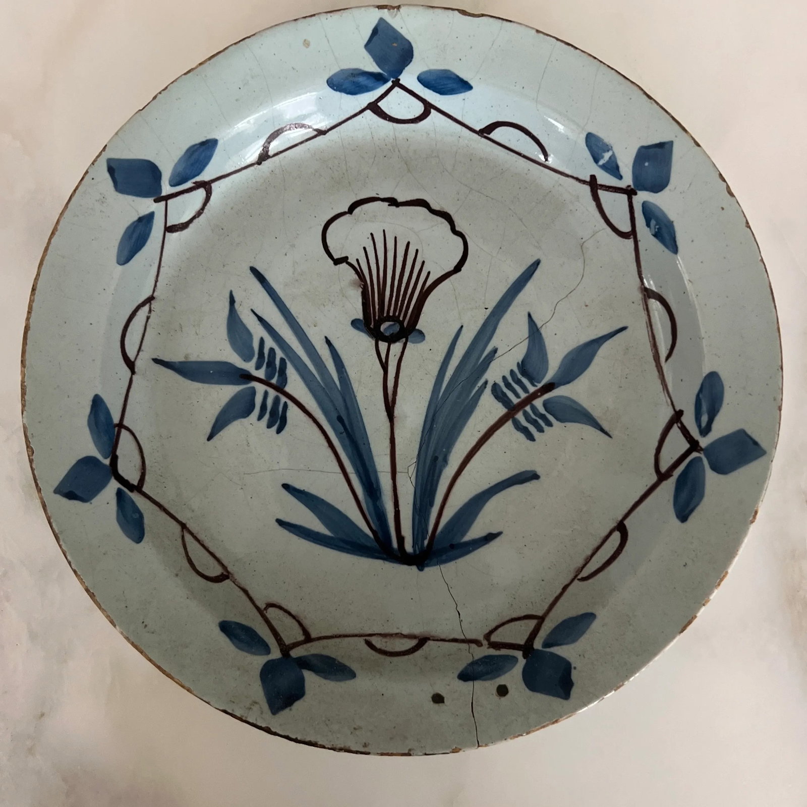 Antique 18th Century French Delft Faience Plate - 3