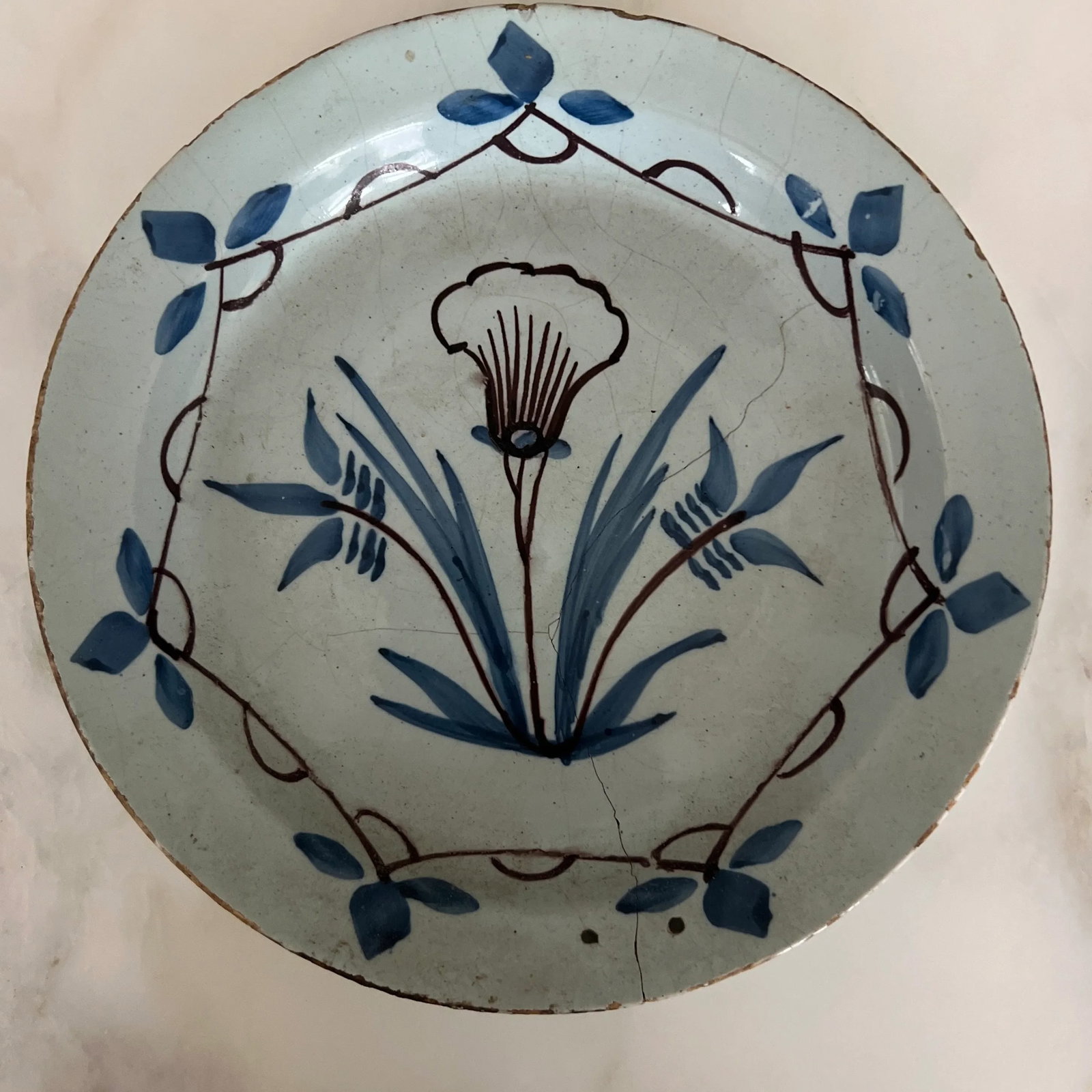 Antique 18th Century French Delft Faience Plate - 4