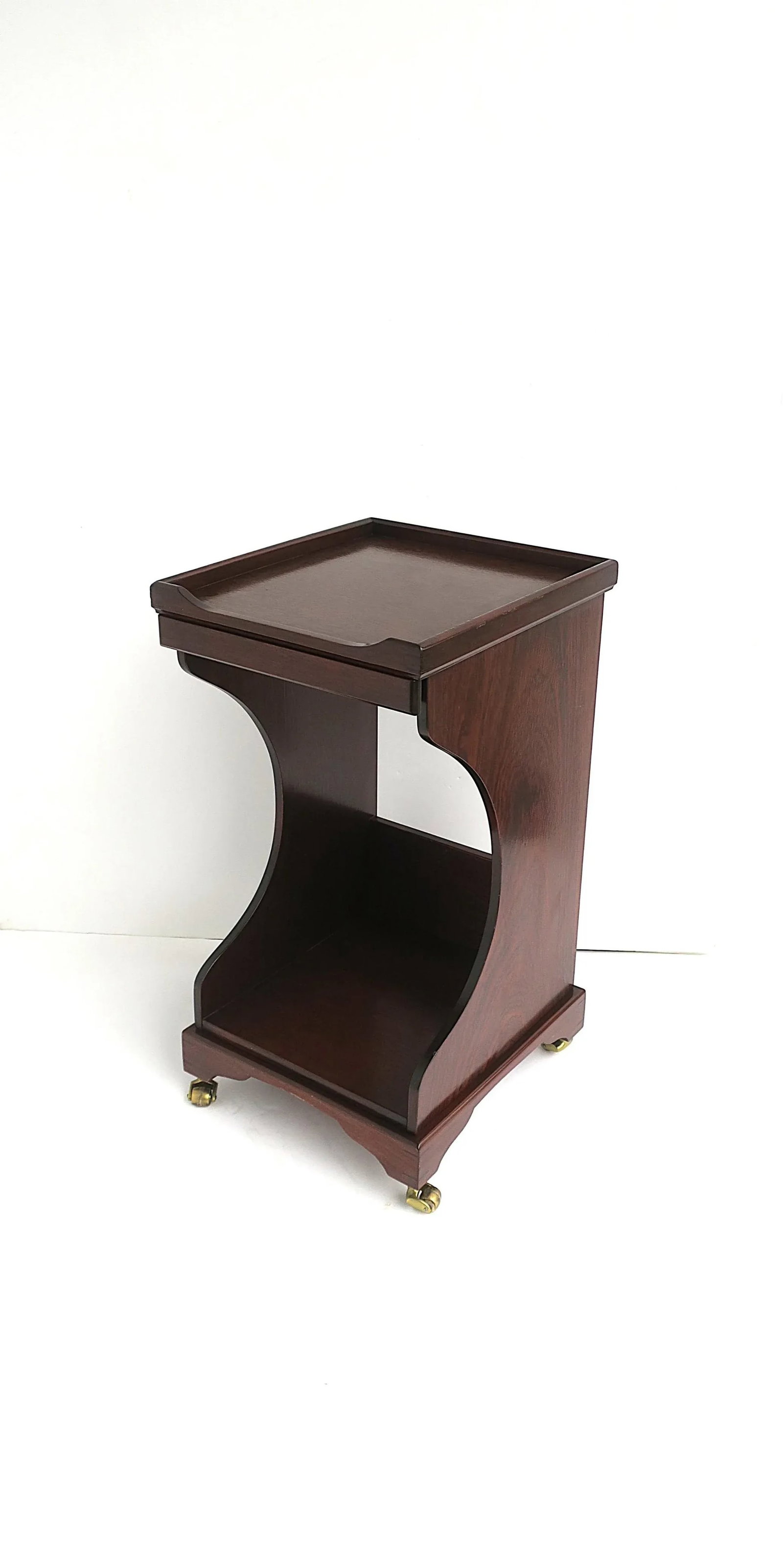 Telephone Table Mahogany Wood Leather, Two Avail. - 2