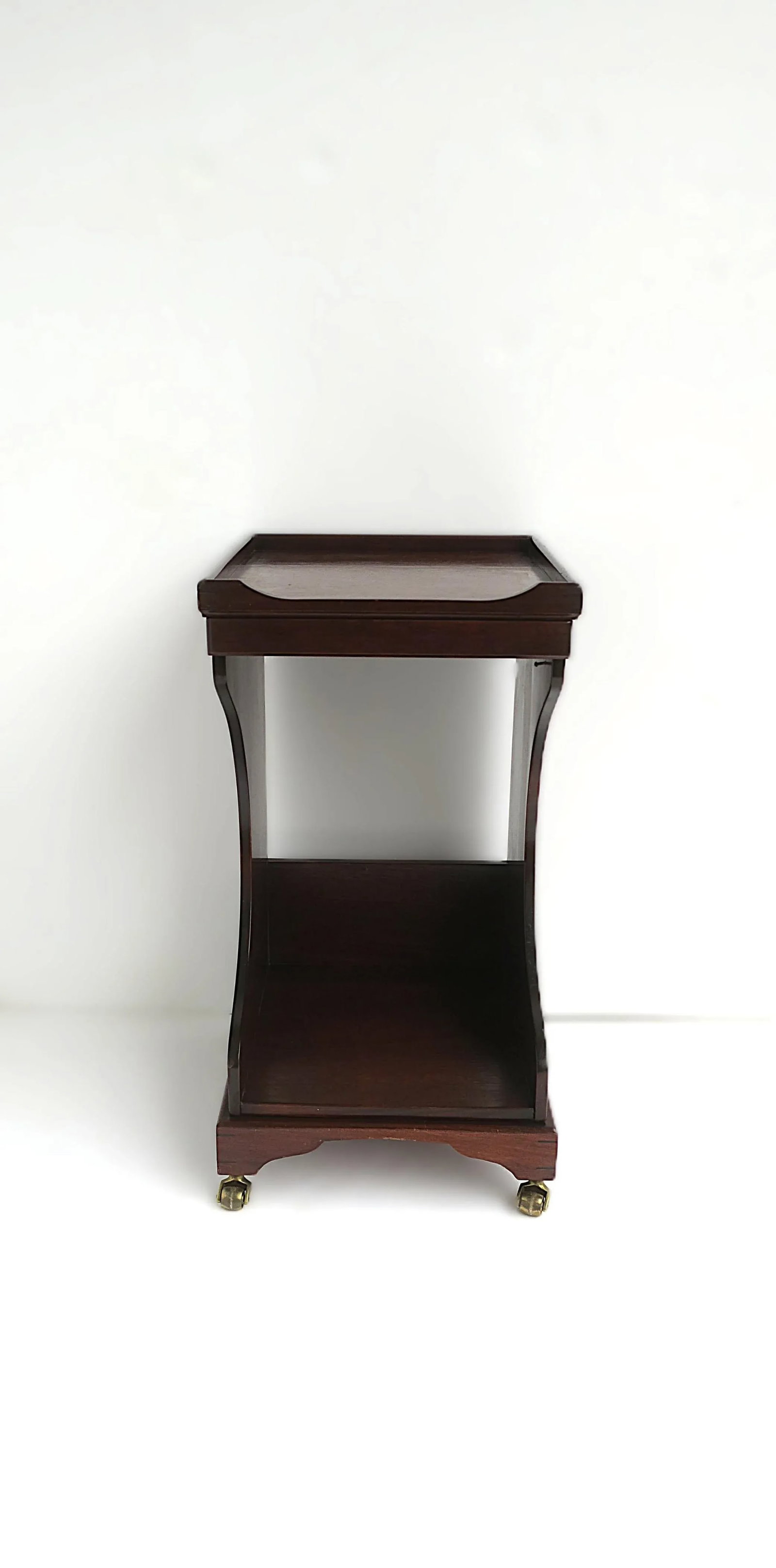 Telephone Table Mahogany Wood Leather, Two Avail. - 3