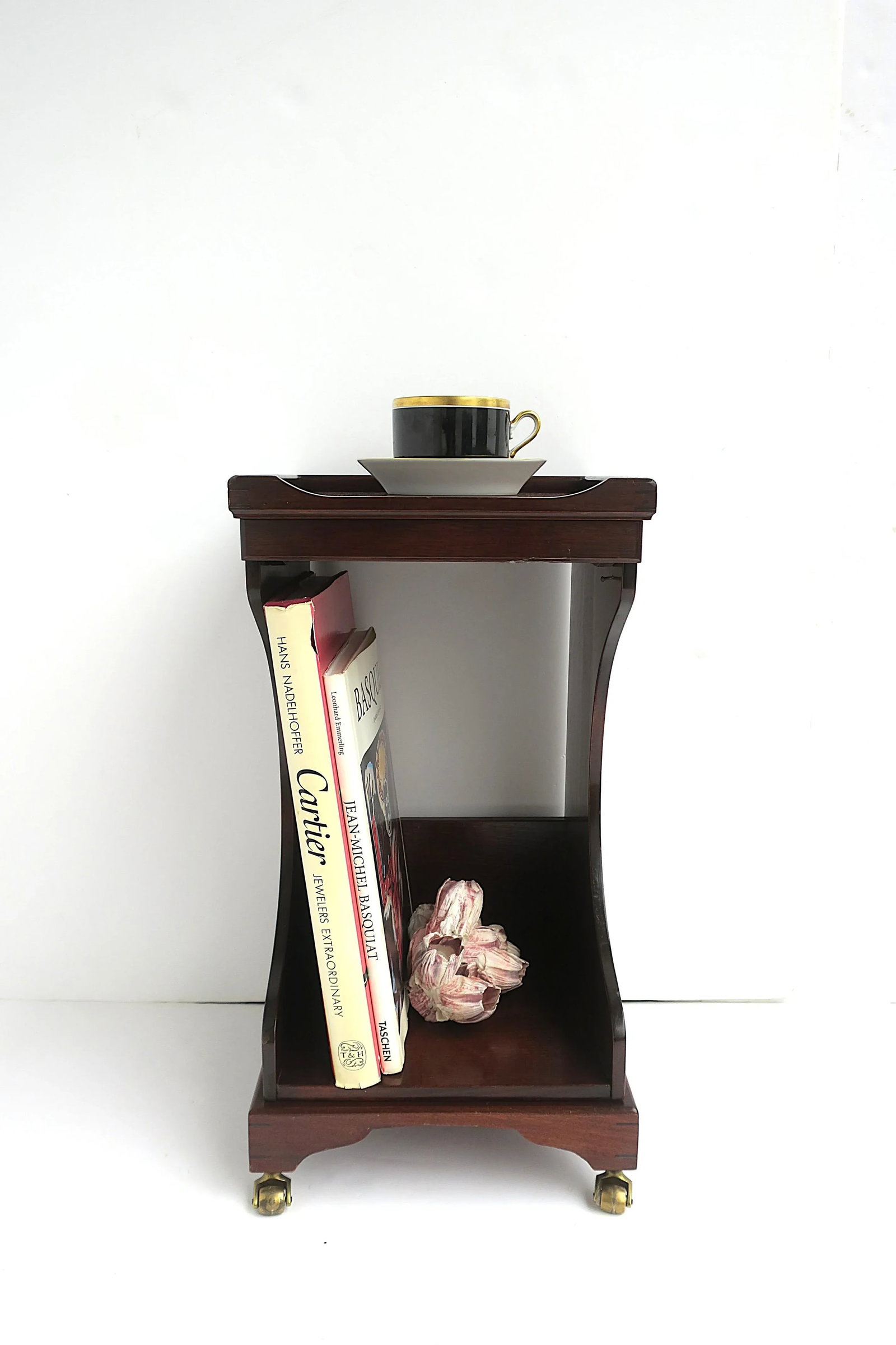 Telephone Table Mahogany Wood Leather, Two Avail. - 4
